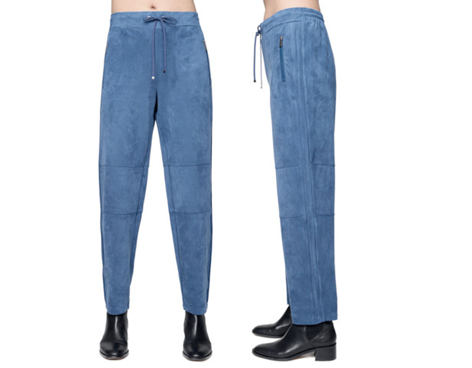 Carre Noir Blue Faux Suede Pants 6526
