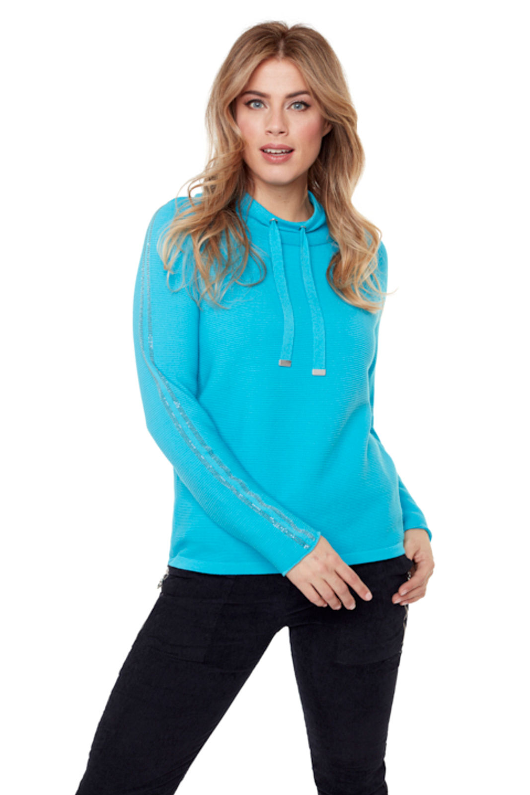 Carre Noir Turquoise  Cotton Sweater 6569
