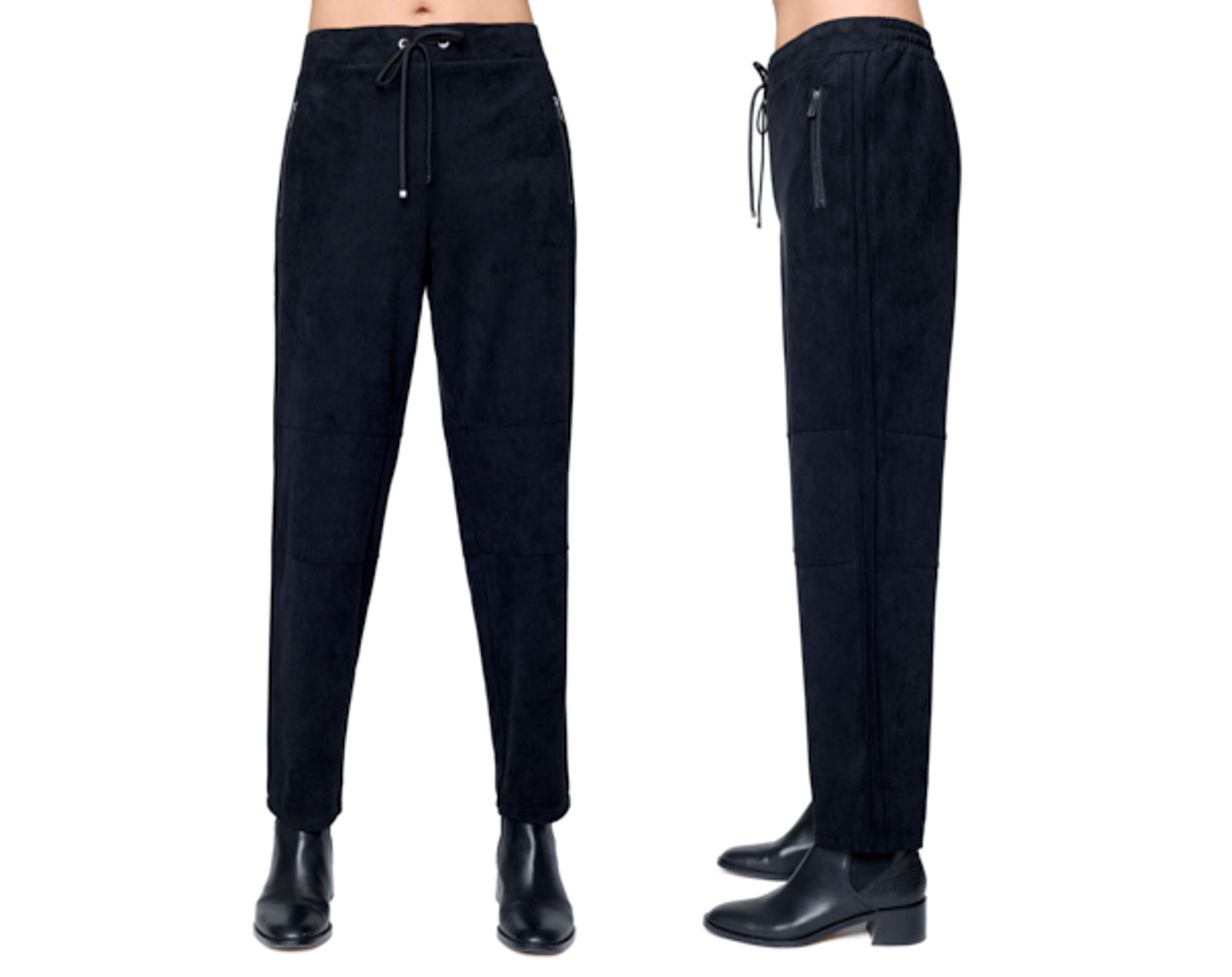 Carre Noir Black Faux Suede Pants 6526