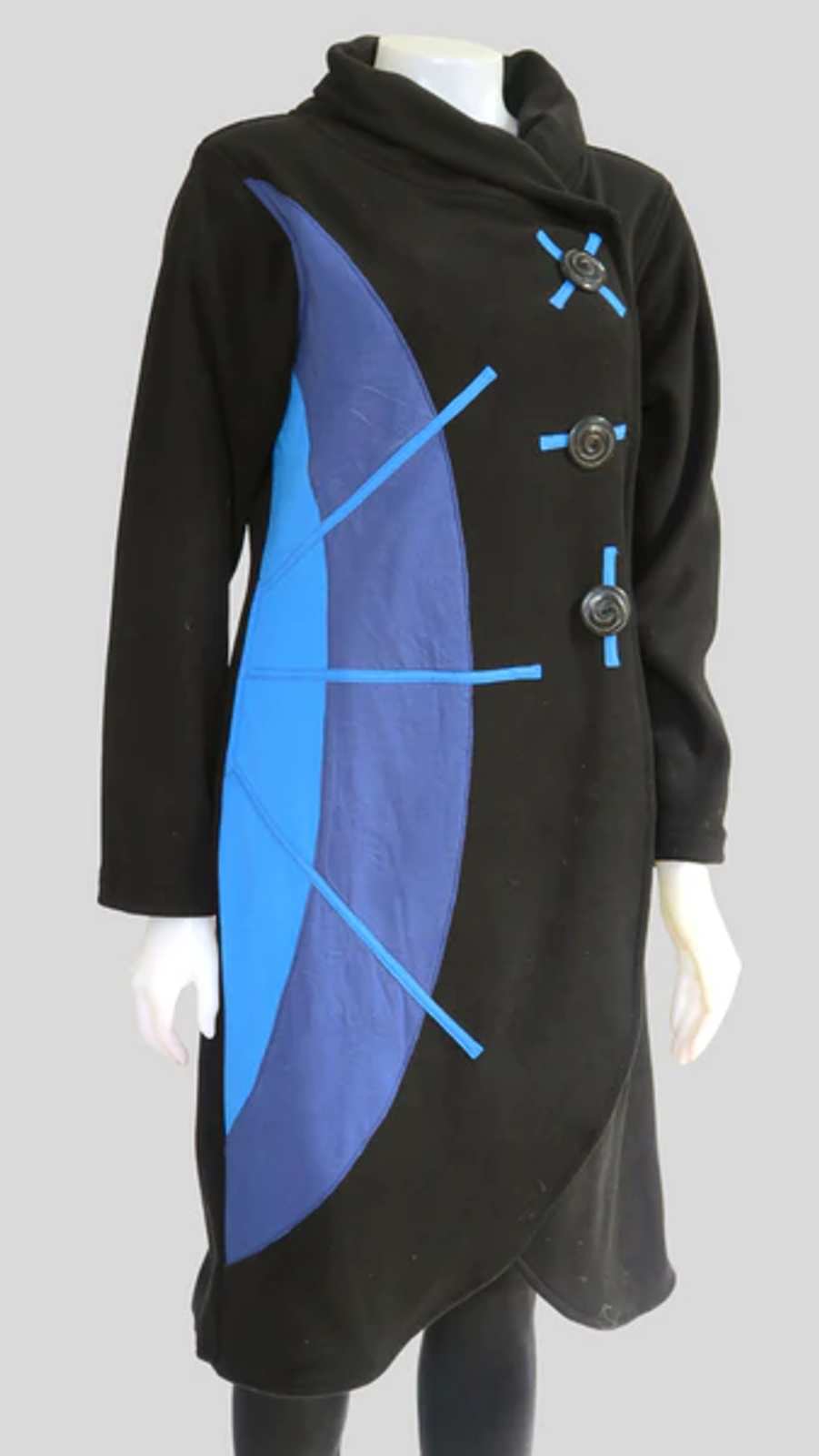 Leopards & Roses Black/Blue  Fleece Coat TT-J22947-BK