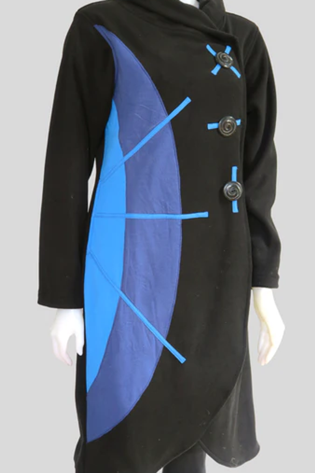 Leopards & Roses Black/Blue  Fleece Coat TT-J22947-BK