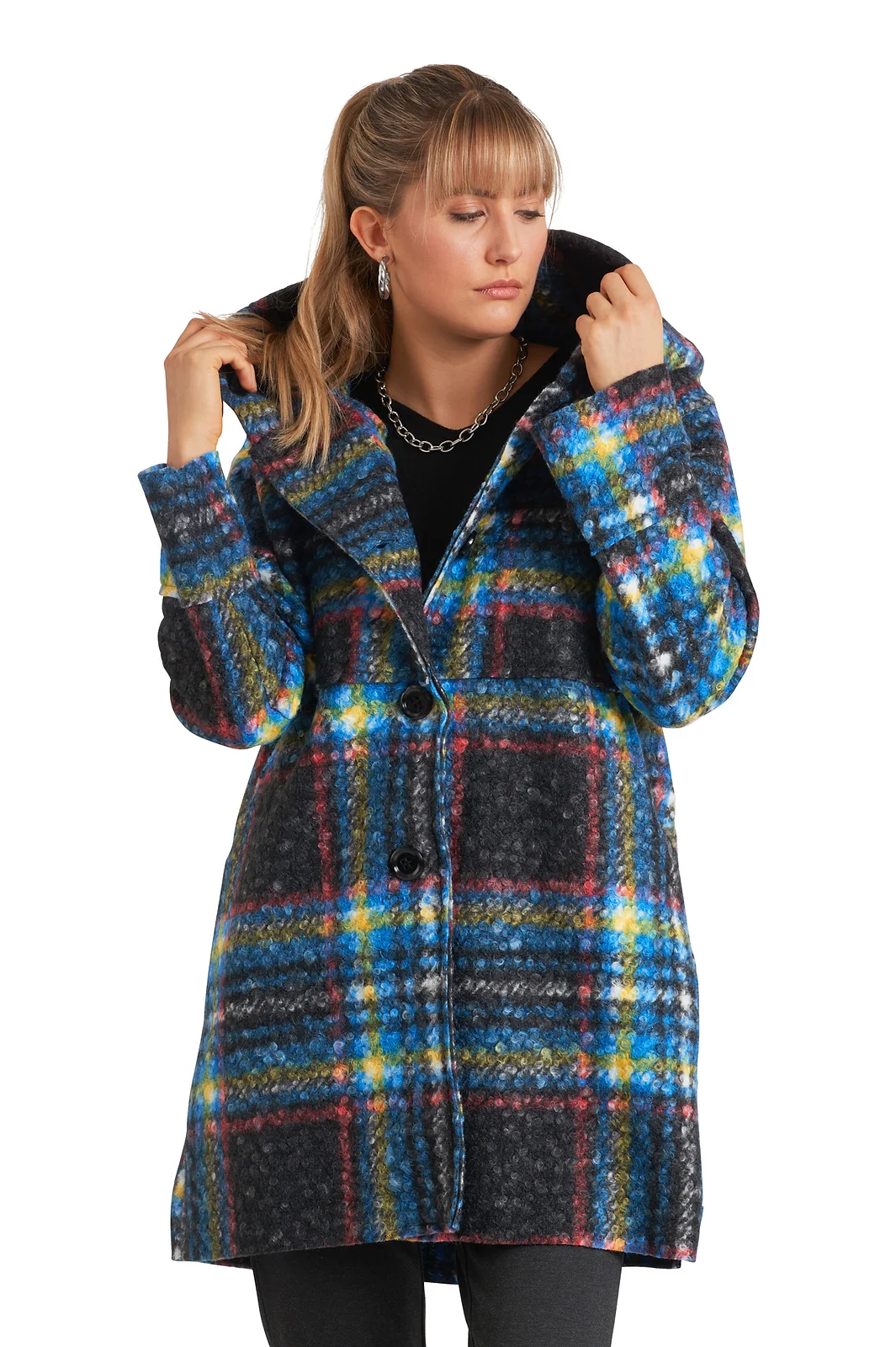 Carre Noir Blue Plaid Coat 222130