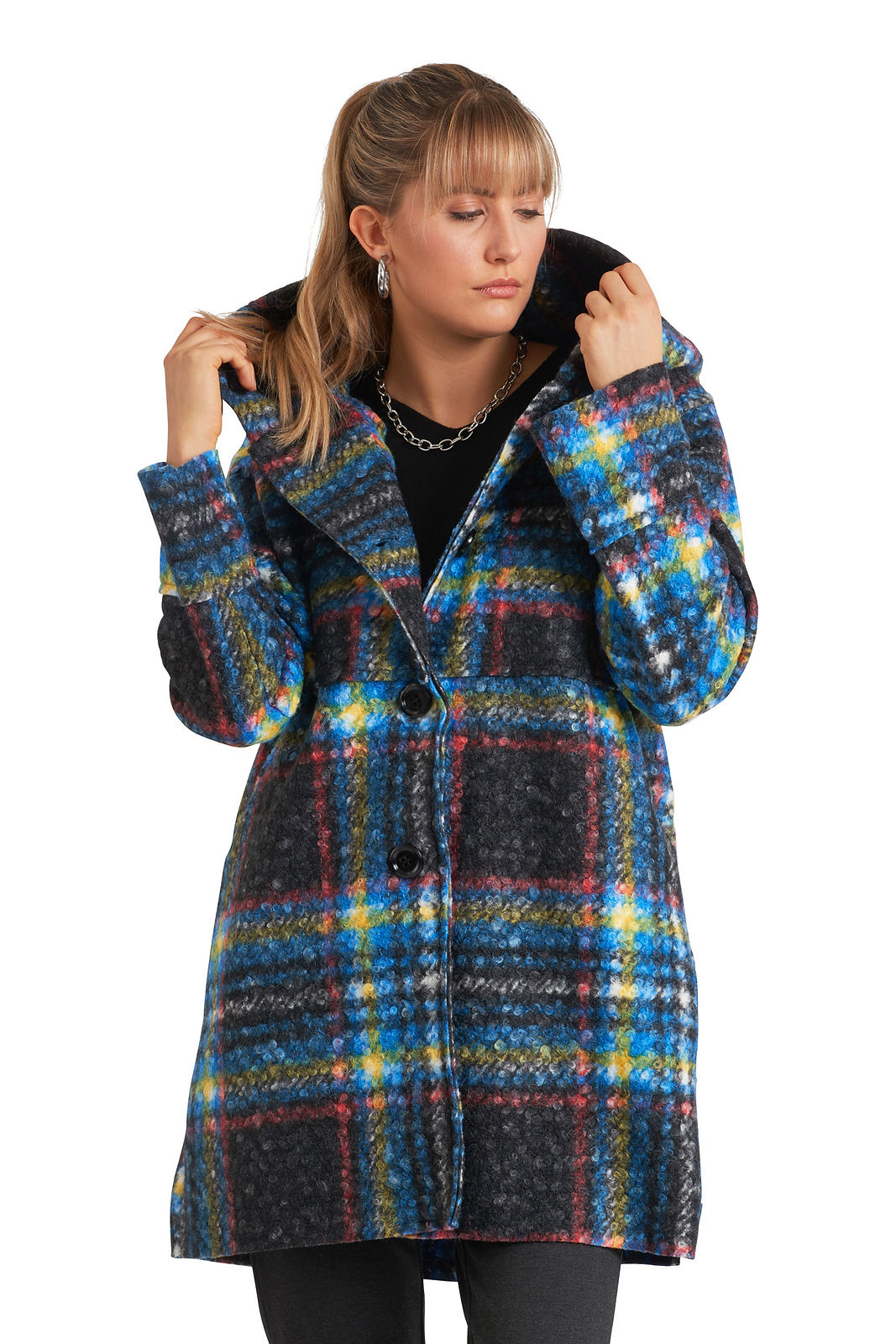 Carre Noir Blue Plaid Coat 222130