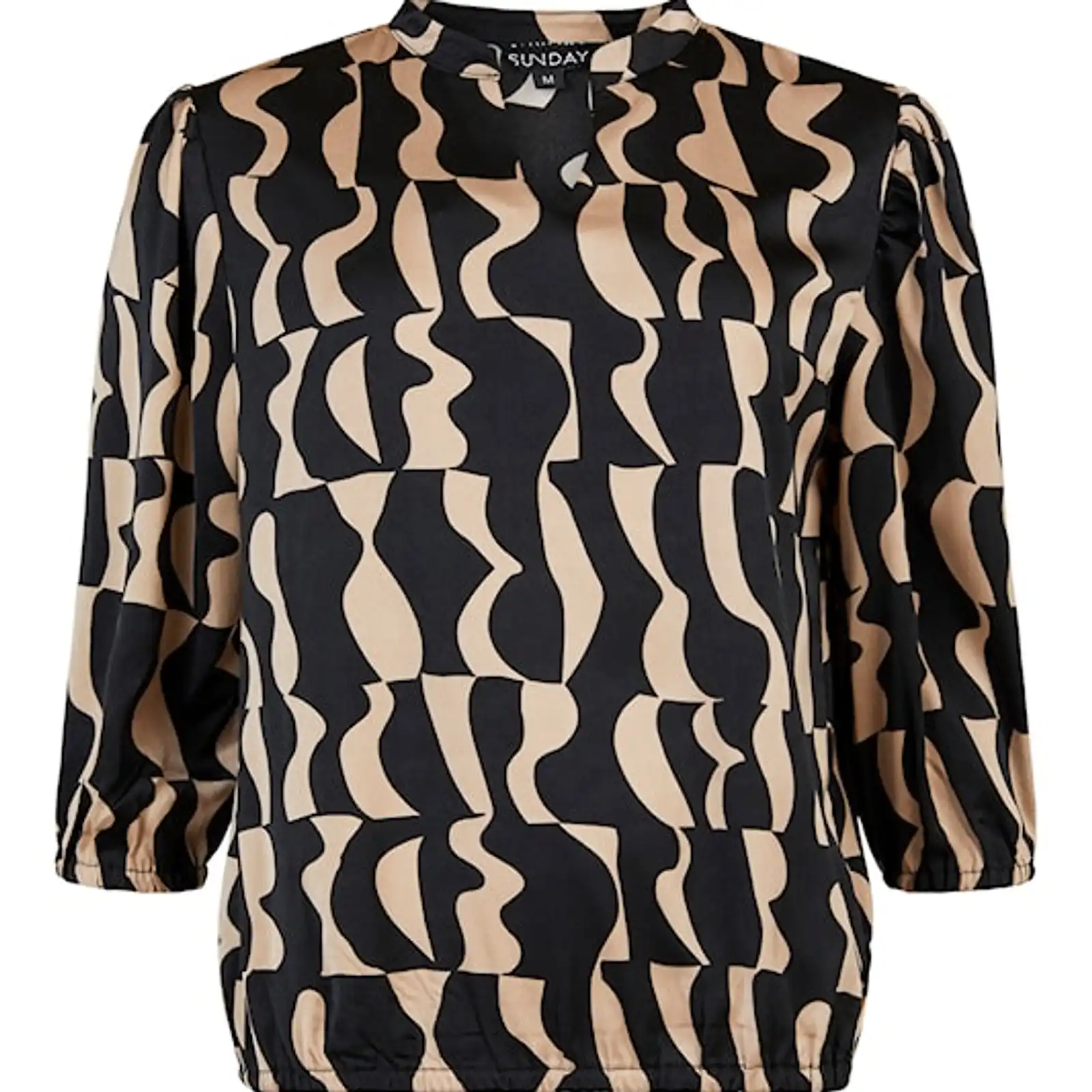 Thumbnail: Sunday Black and Tan Print Blouse  6725-6846-90