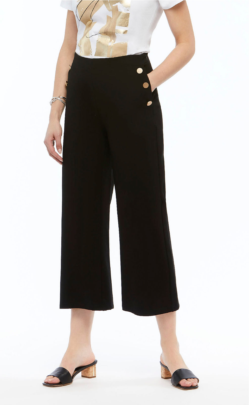 Orly Black Cropped Button Pant 60707