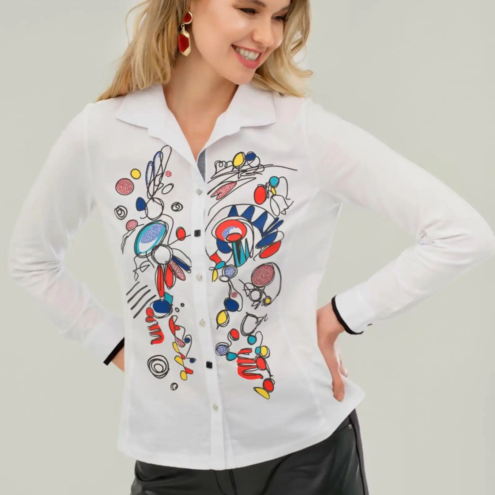 Thumbnail: Dolcezza "Provencal Market"  Button Front Shirt 73644