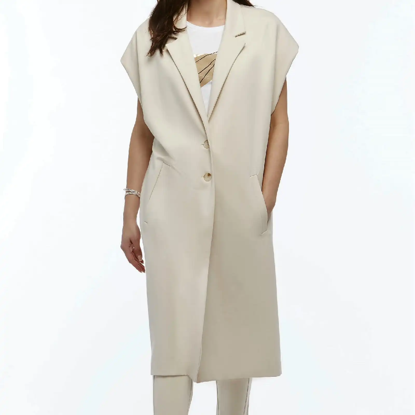 Thumbnail: Orly Beige Sleeveless Duster 60701