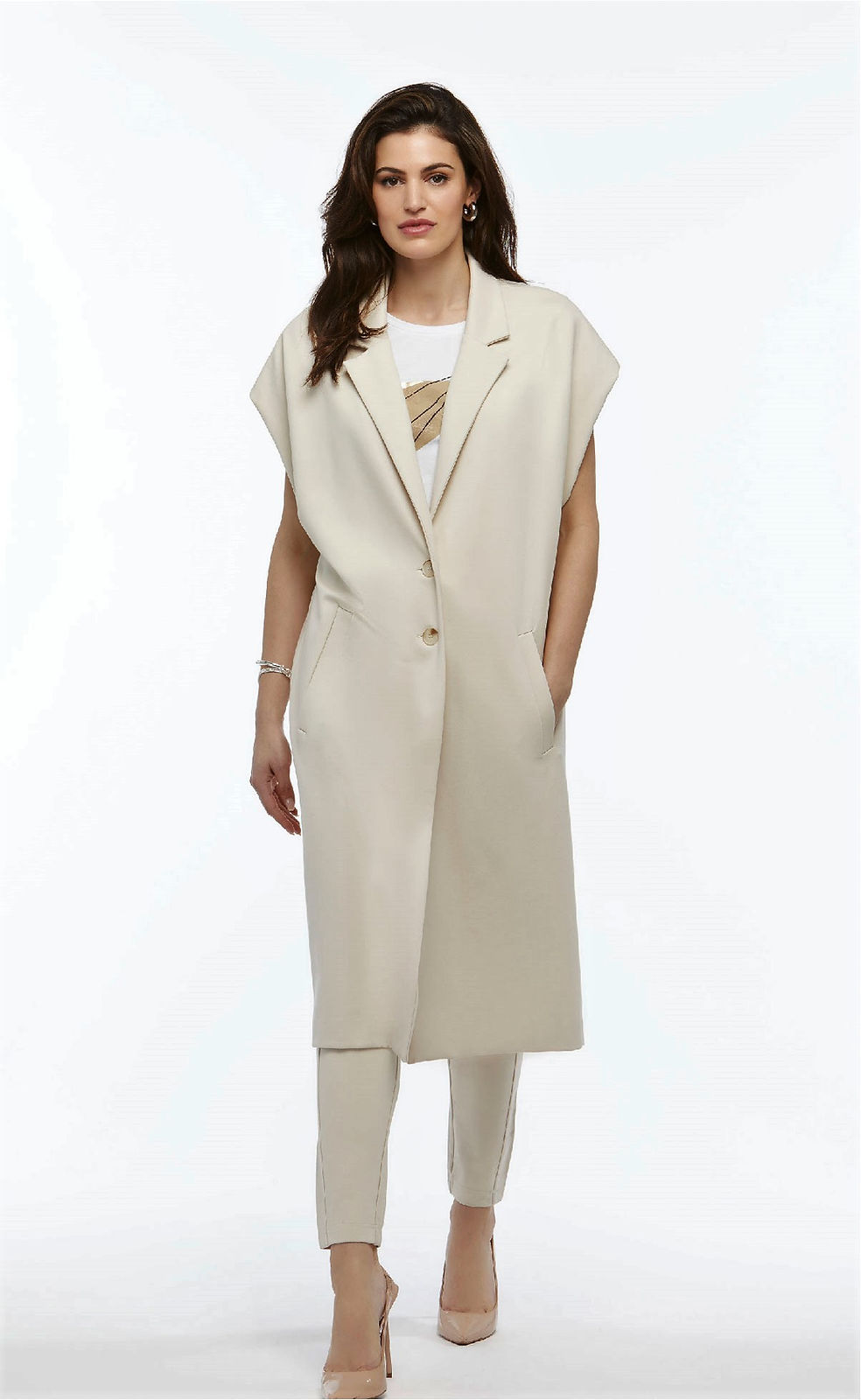 Orly Beige Sleeveless Duster 60701