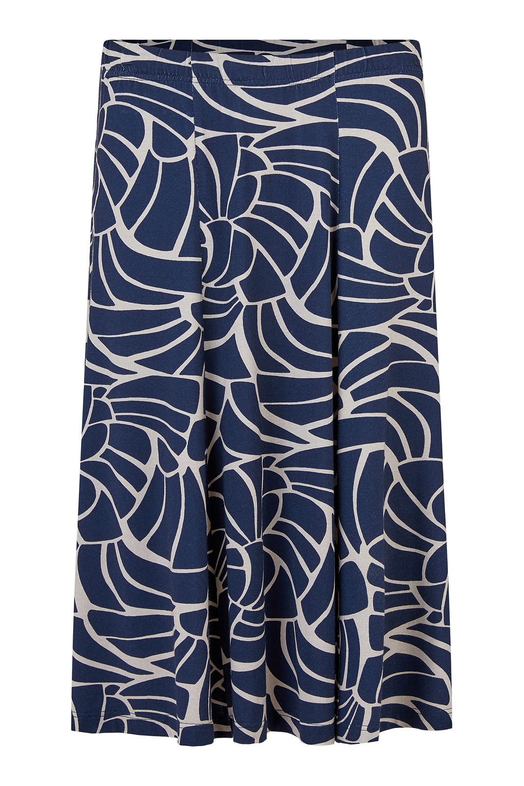 Sunday Navy and Tan Print Skirt  6584-6773-6714