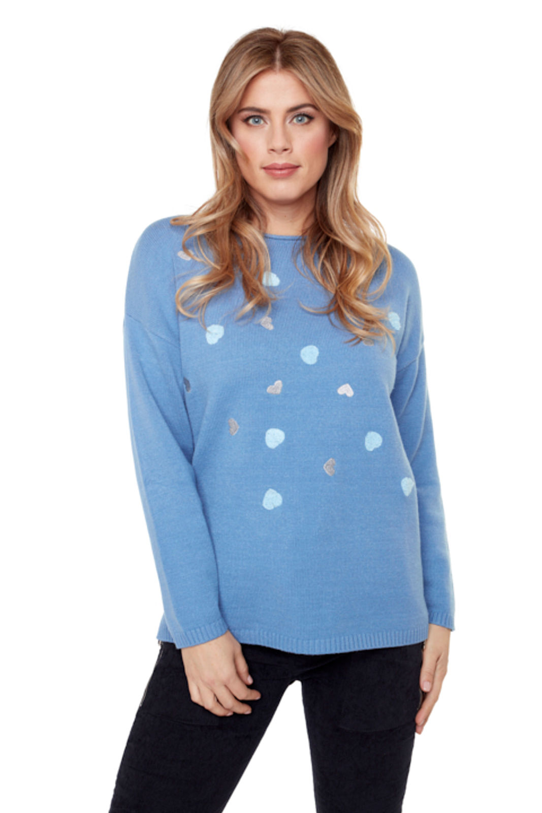 Carre Noir Embroidered Hearts  Sweater 6623