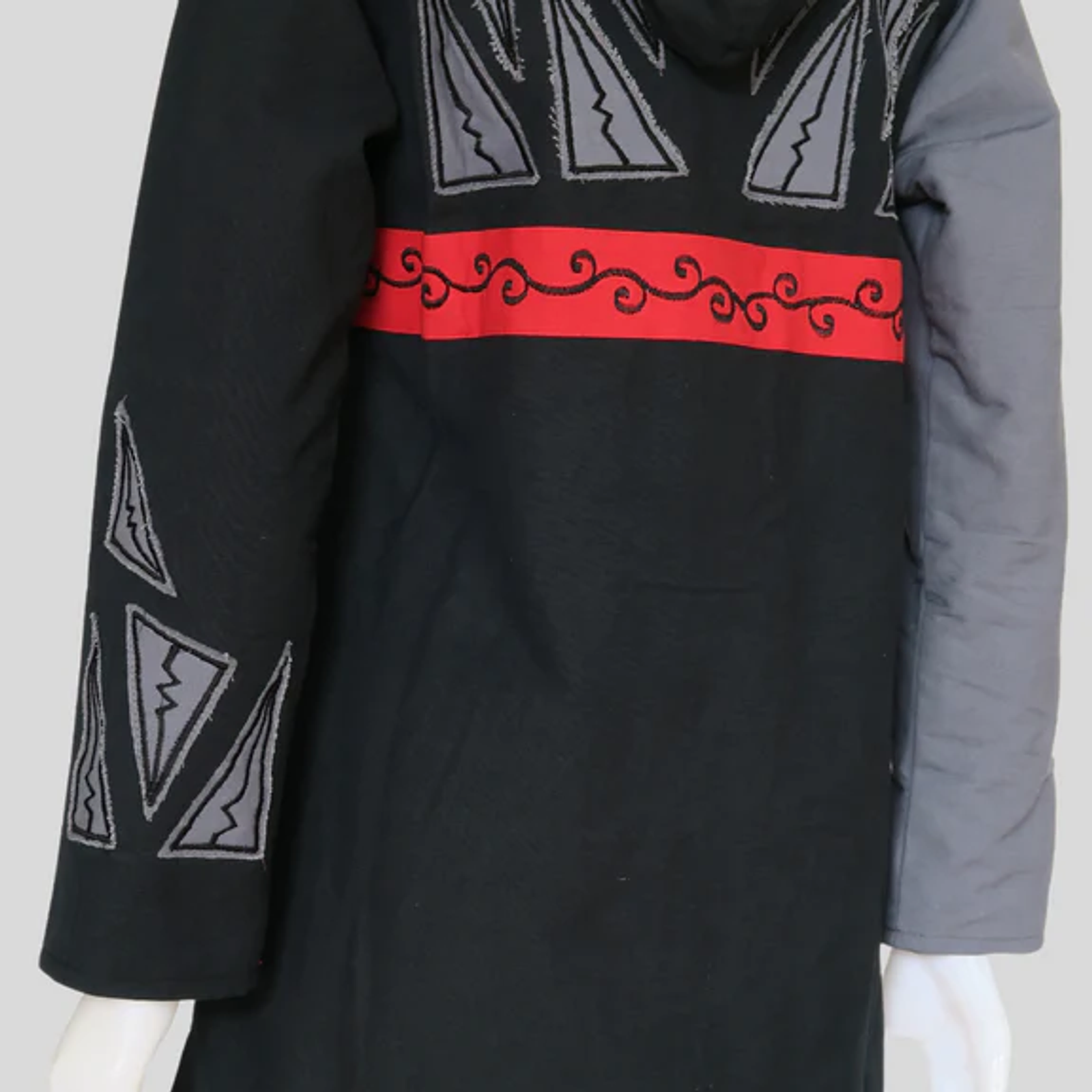 Thumbnail: Leopards & Roses Black/Grey Canvas, Fleece Lined Coat, HI-J22271-BK