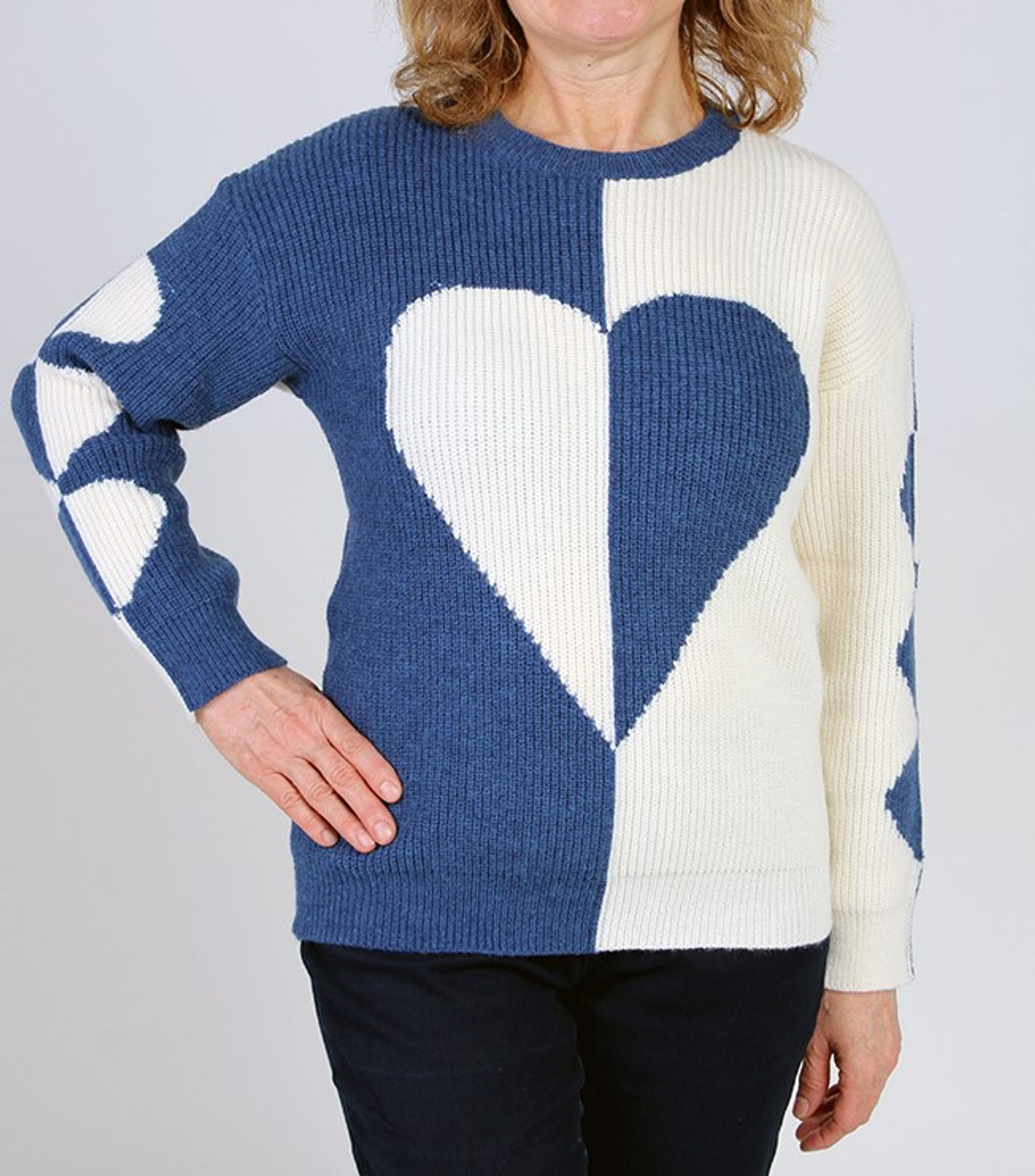 Fresh FX Blue and Ivory Heart Sweater 1FB663542C