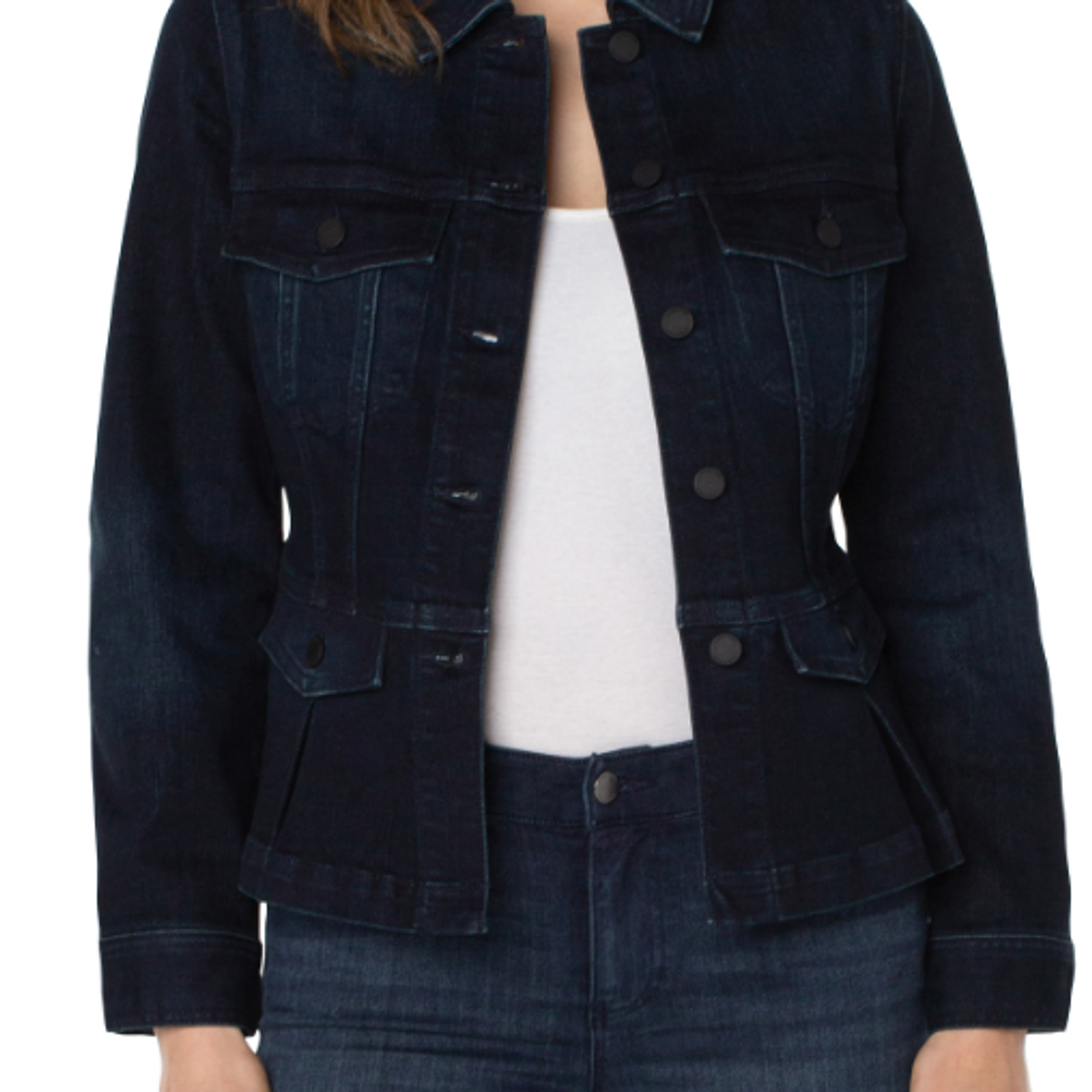 Thumbnail: Liverpool Indigo Denim Peplum Jacket LM1036EF