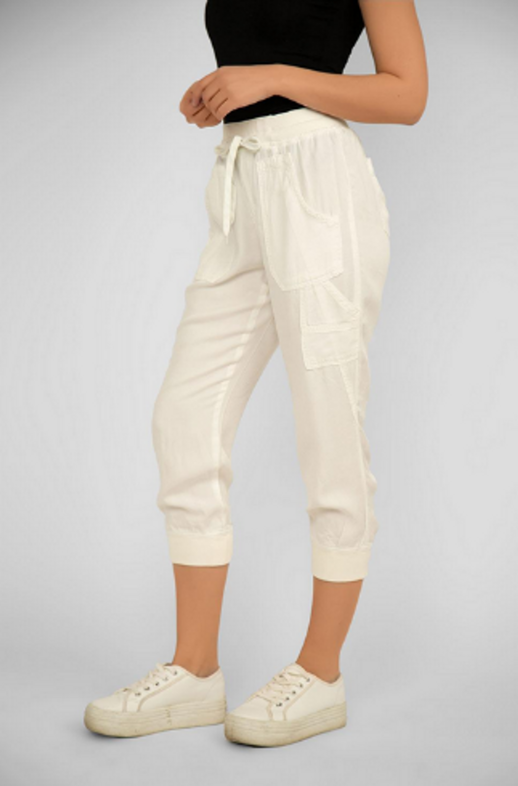 Carré Noir White Twill Joggers 6162