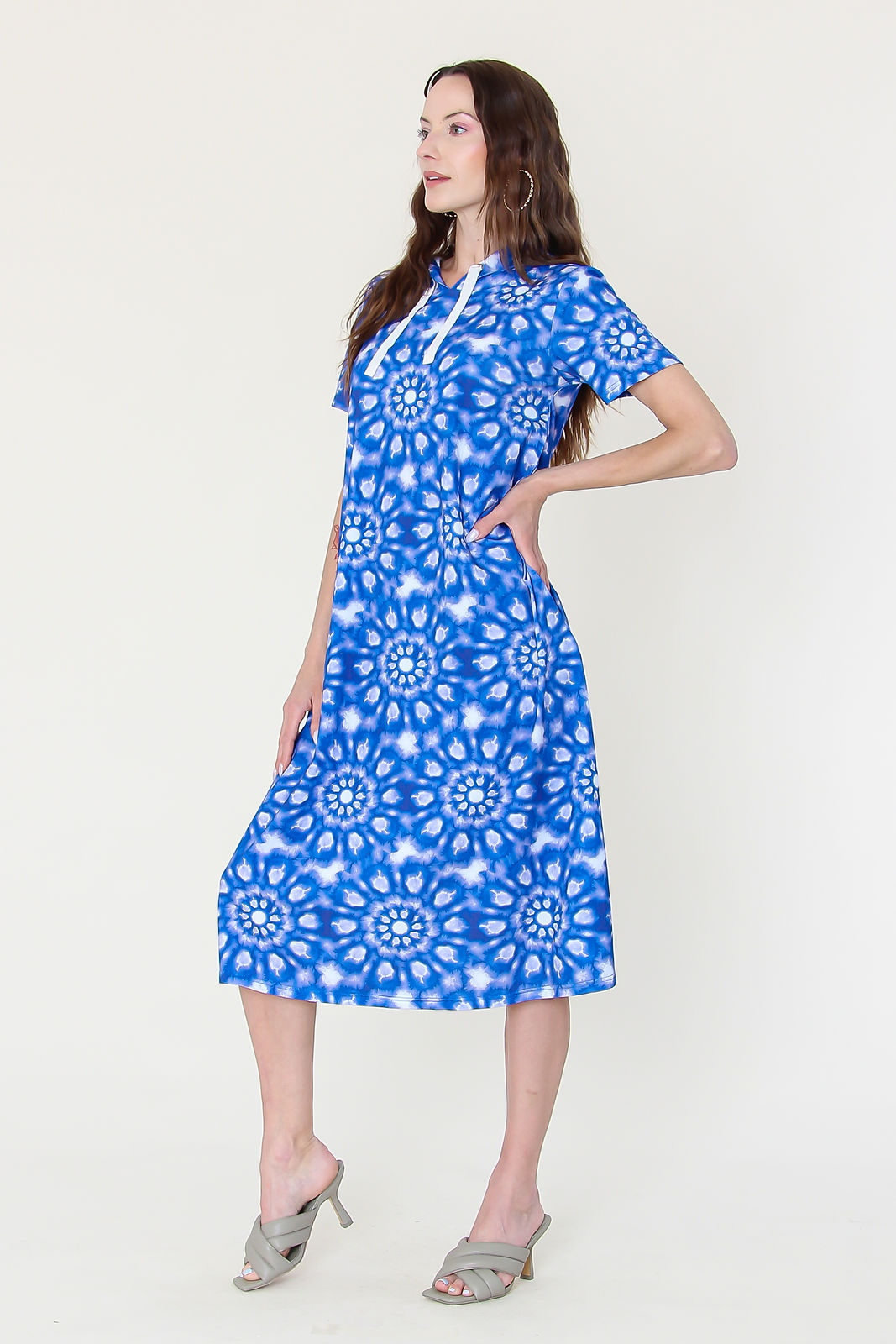 Blue tie dyed hoodie dress