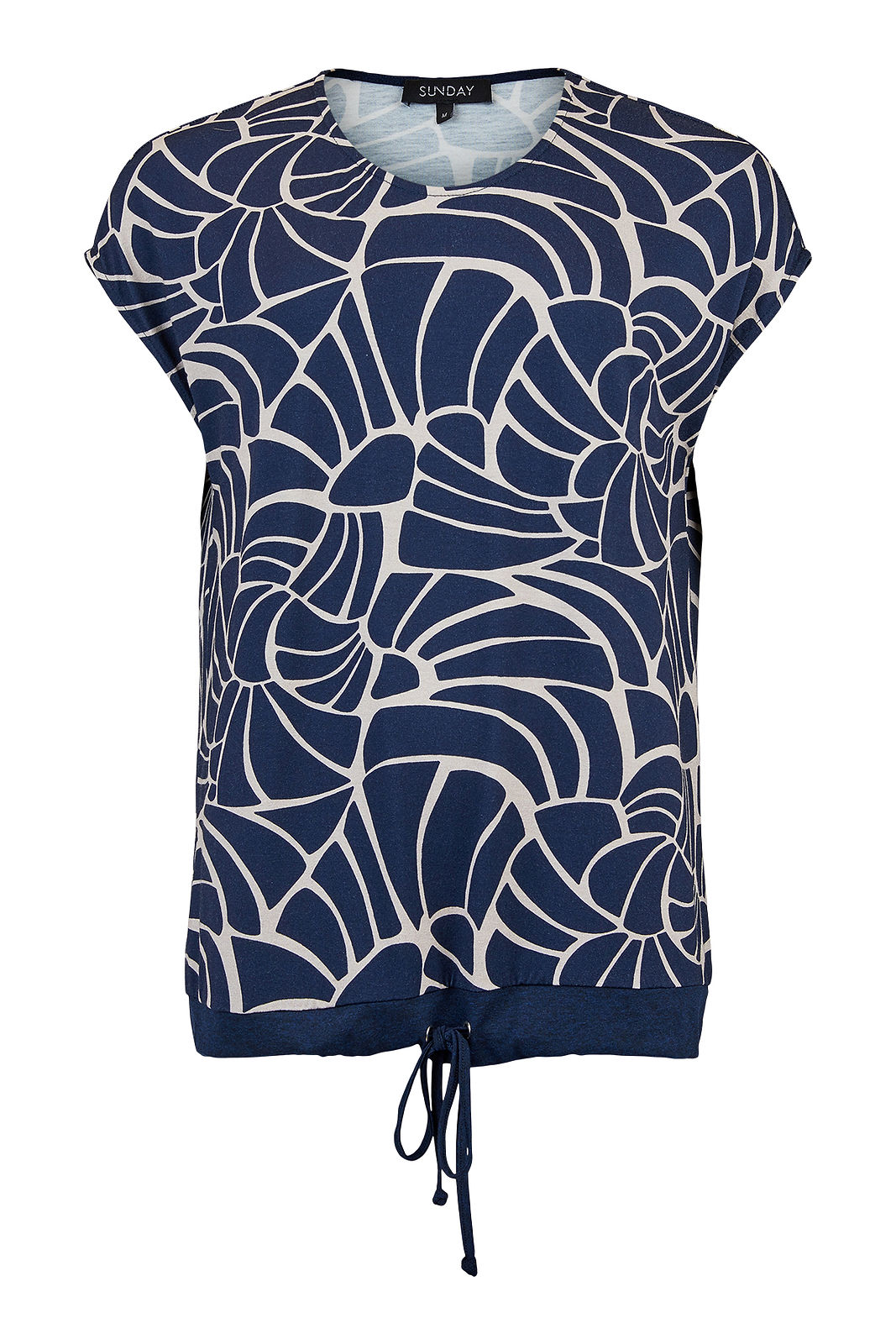Sunday Navy and Tan Print Top  6583-6773-6714