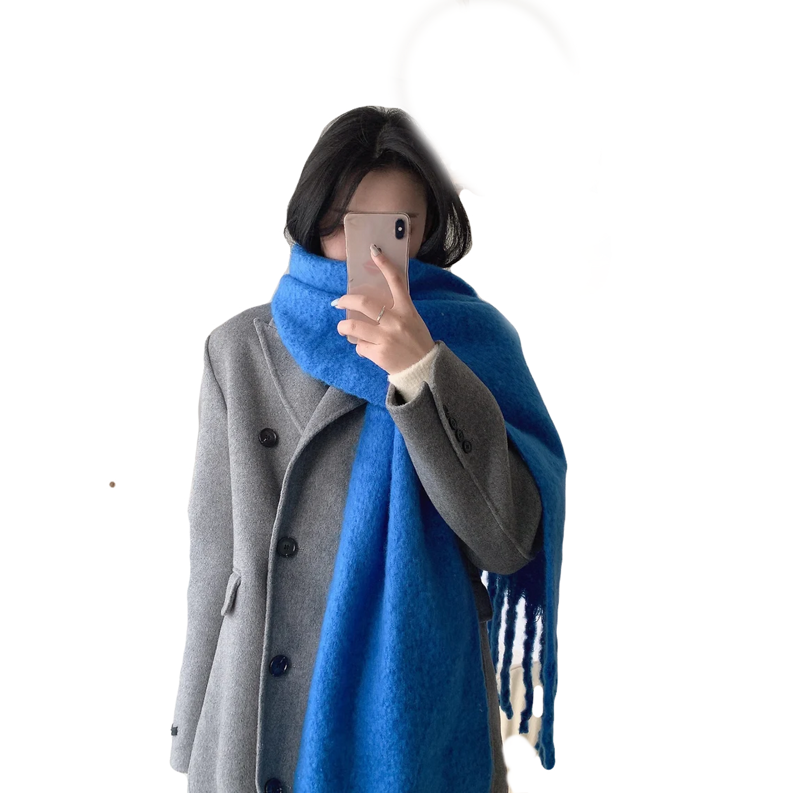 Cerulean Blue Oversized Fringed Scarf