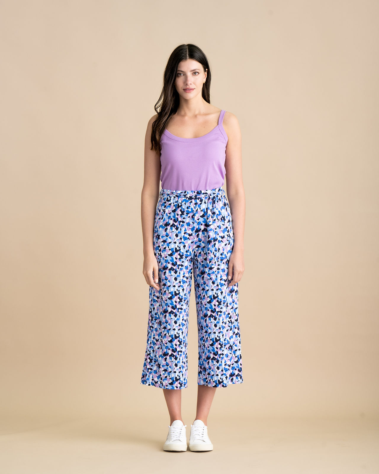 Marble Scotland  Blue and Lavender Print Wide Leg Pants 6996-141
