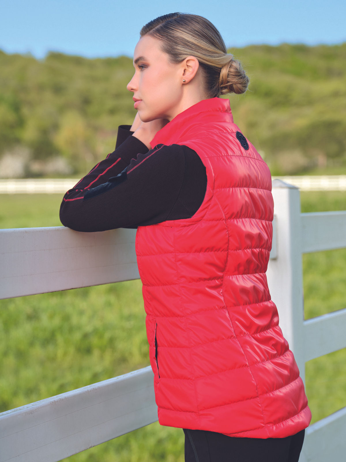 Dolcezza Shiny Red Puffer Vest 72802