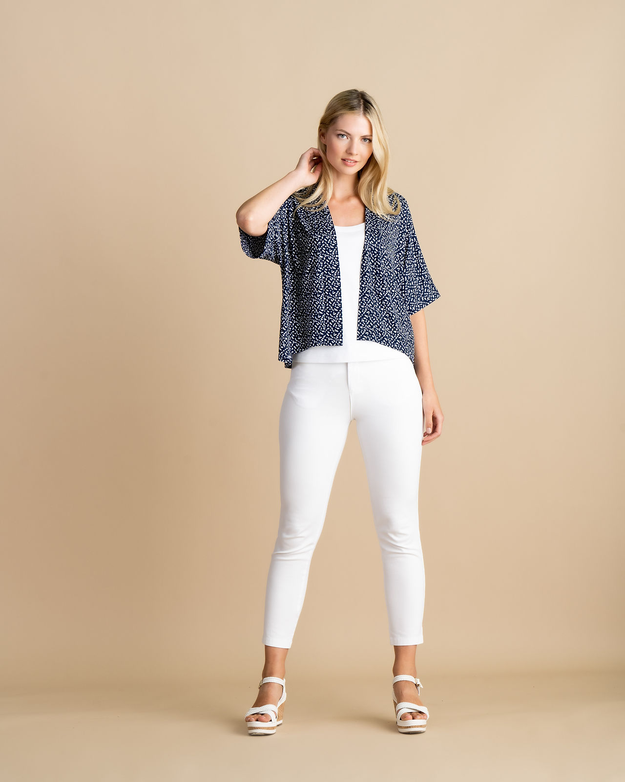 Marble Scotland  Navy and White Print Bolero 6943-103