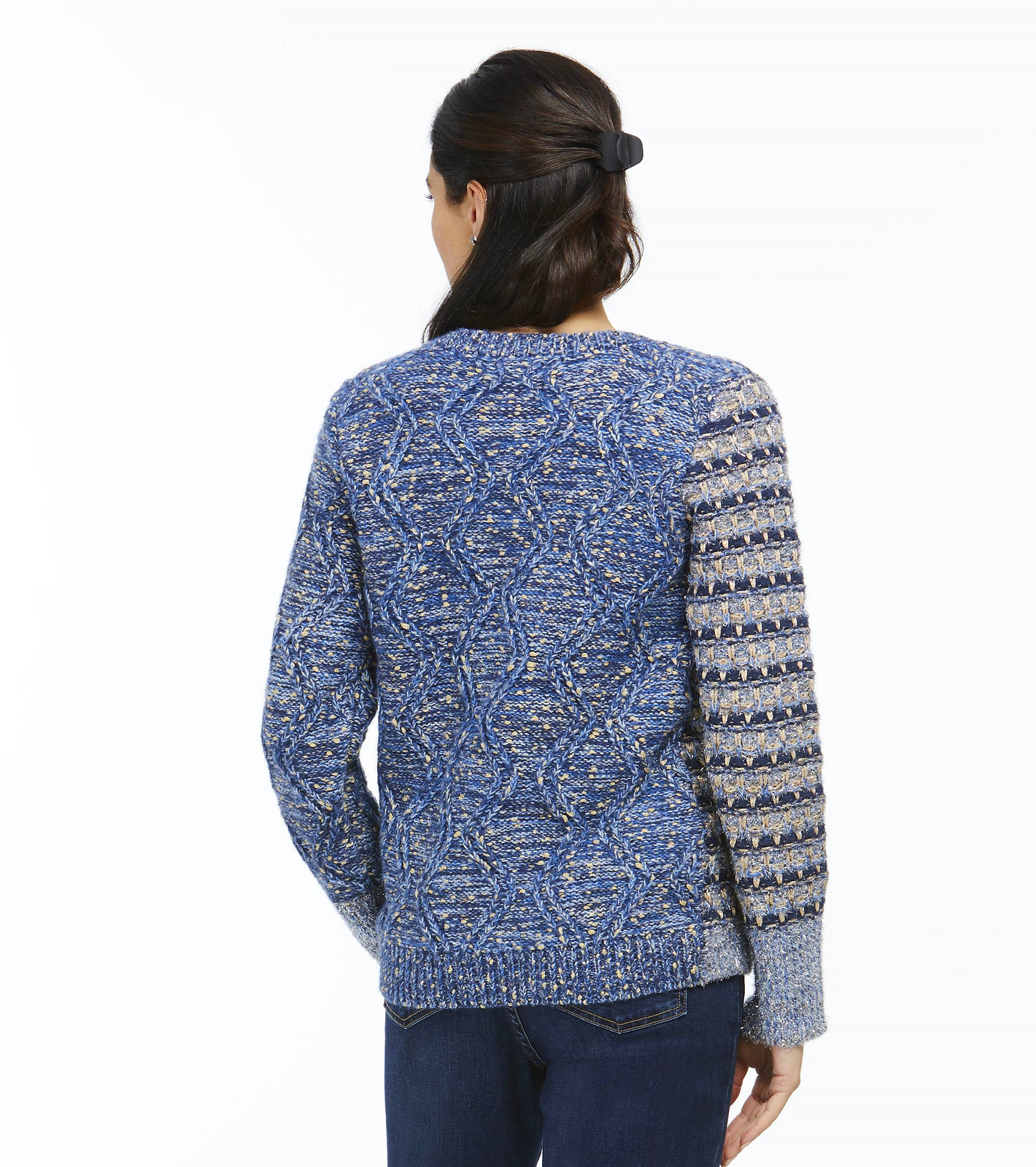 Orly Blue and Gold Mixed Media Sweater70603