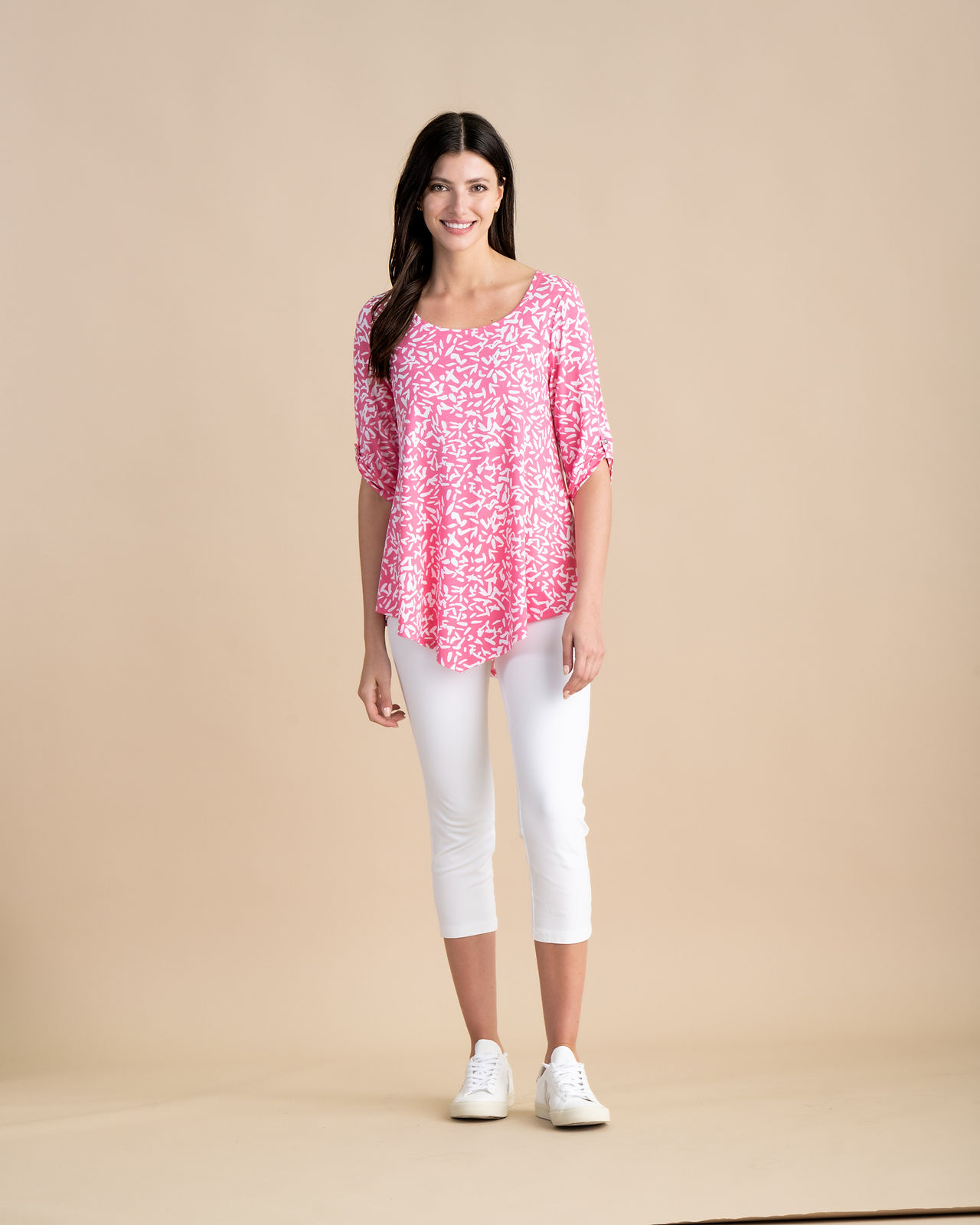 Marble Scotland Pink and White Print Tunic 6954-194