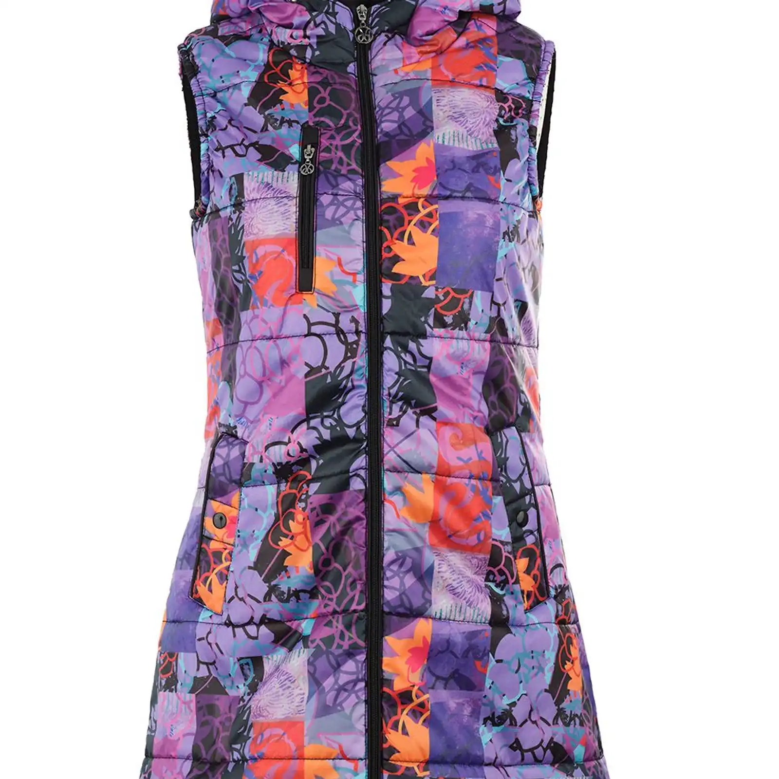 Thumbnail: Dolcezza "Digital Geometry Mauve" Long Puffer Vest 72823