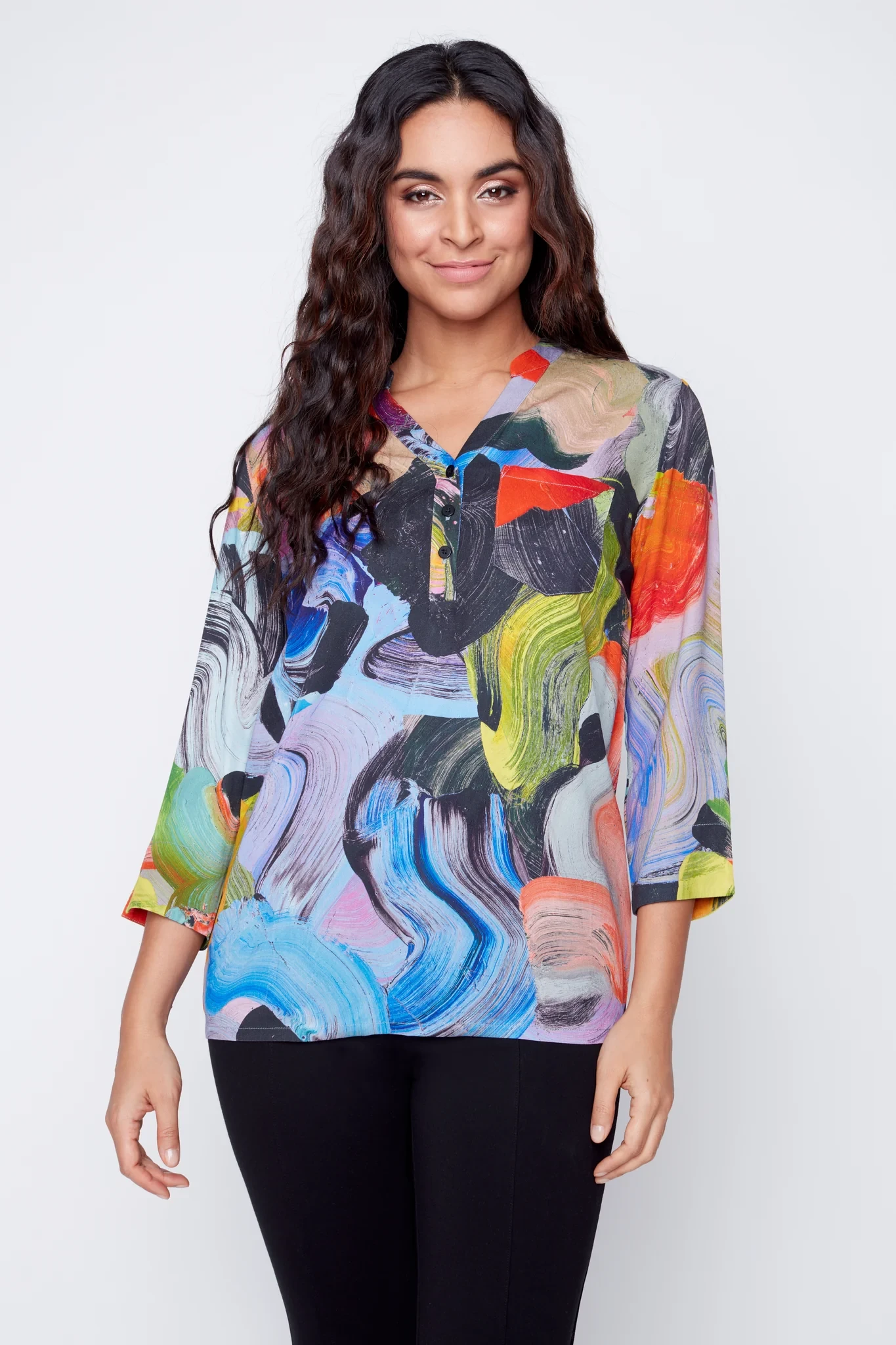 Claire Desjardins "Winter Bouquet" Popover Blouse 91239