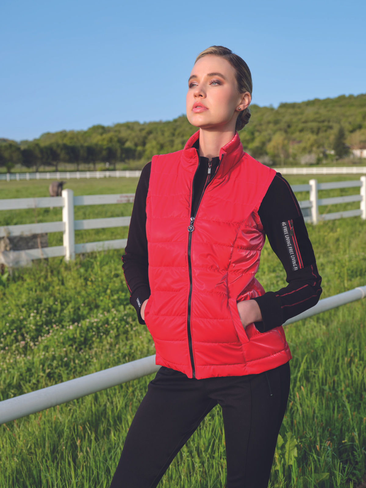 Dolcezza Shiny Red Puffer Vest 72802