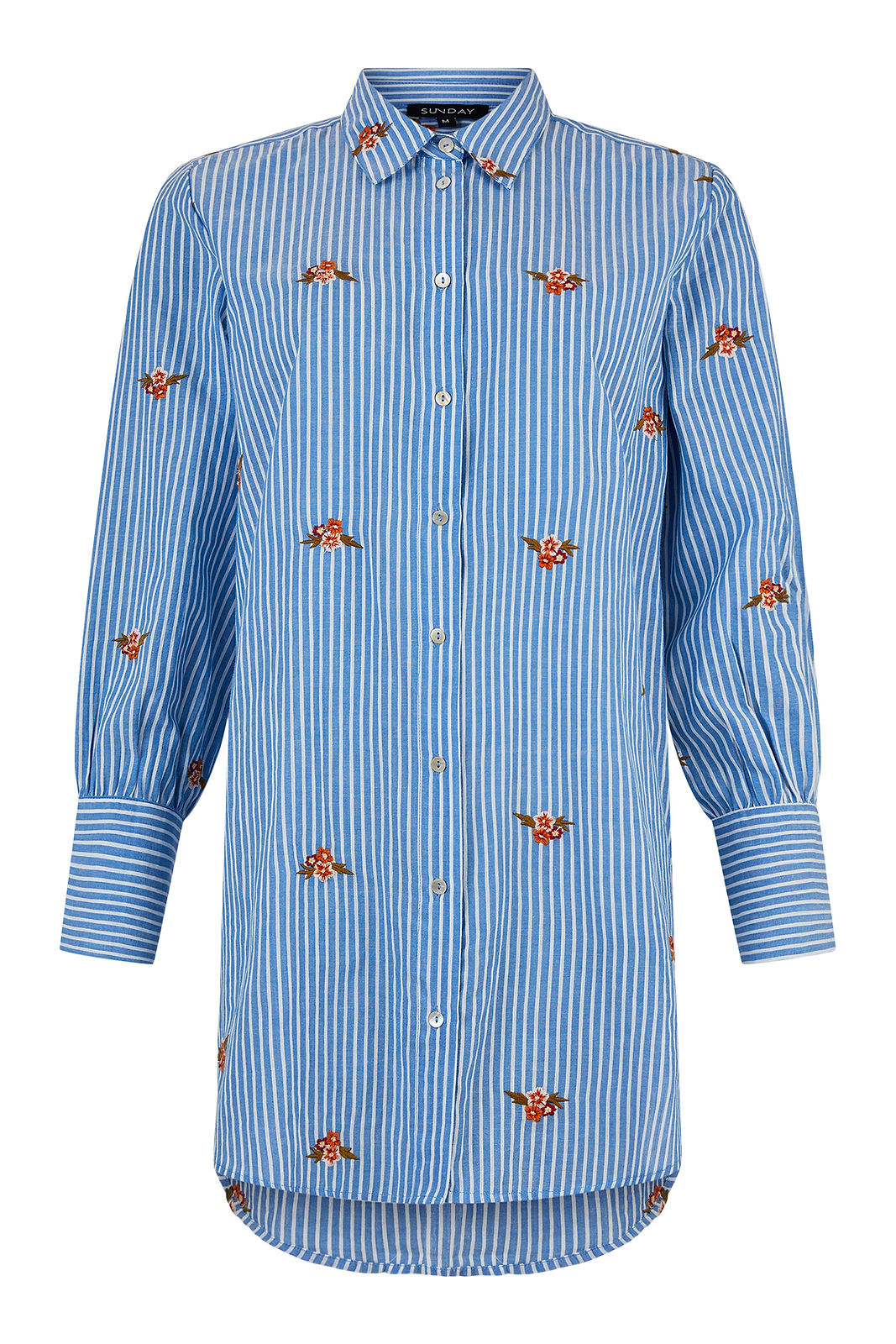 Sunday Floral Embroidered Pinstripe Shirt 132-06550-06744