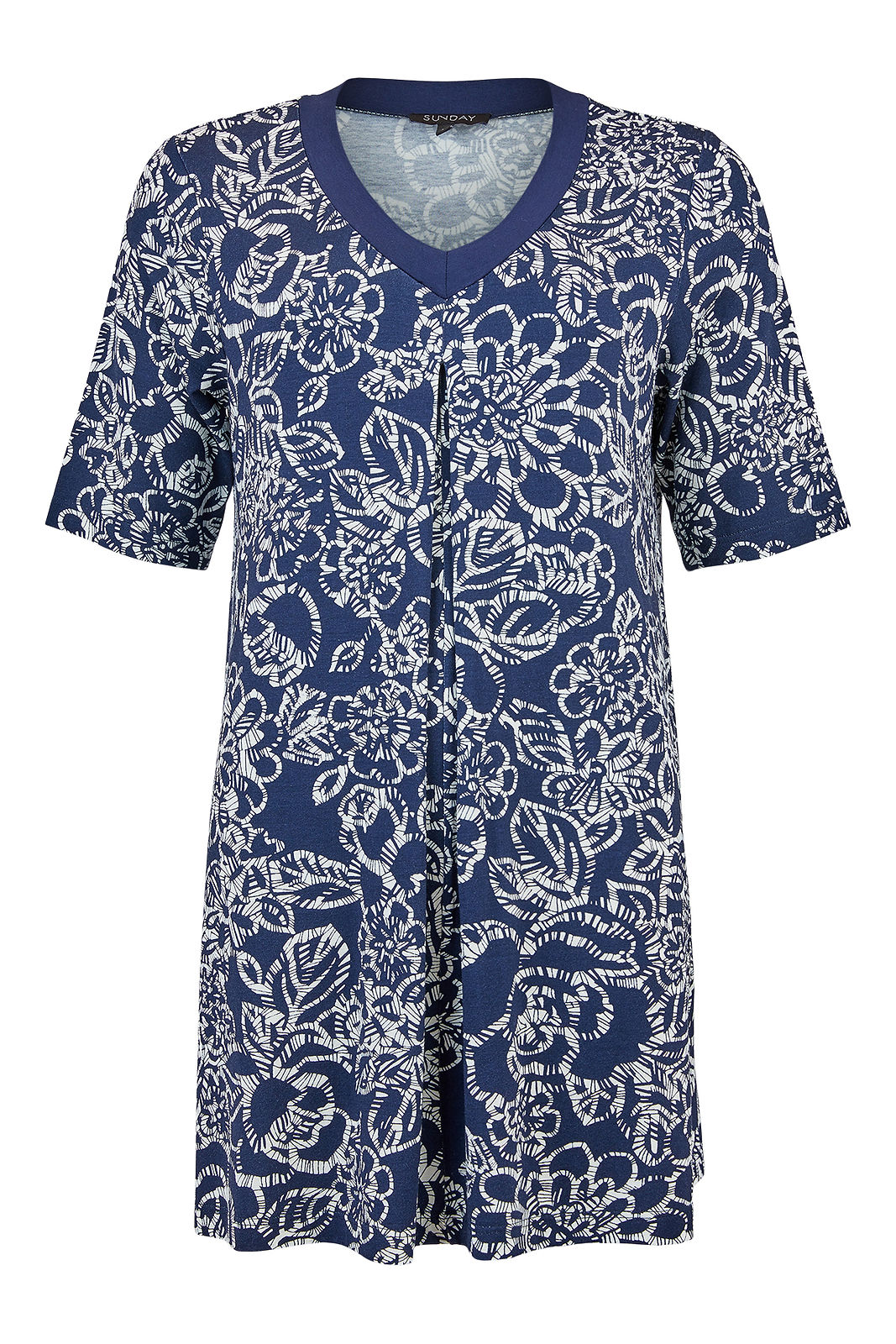 Sunday Navy and White Batik Print Tunic  6580-6770-6710
