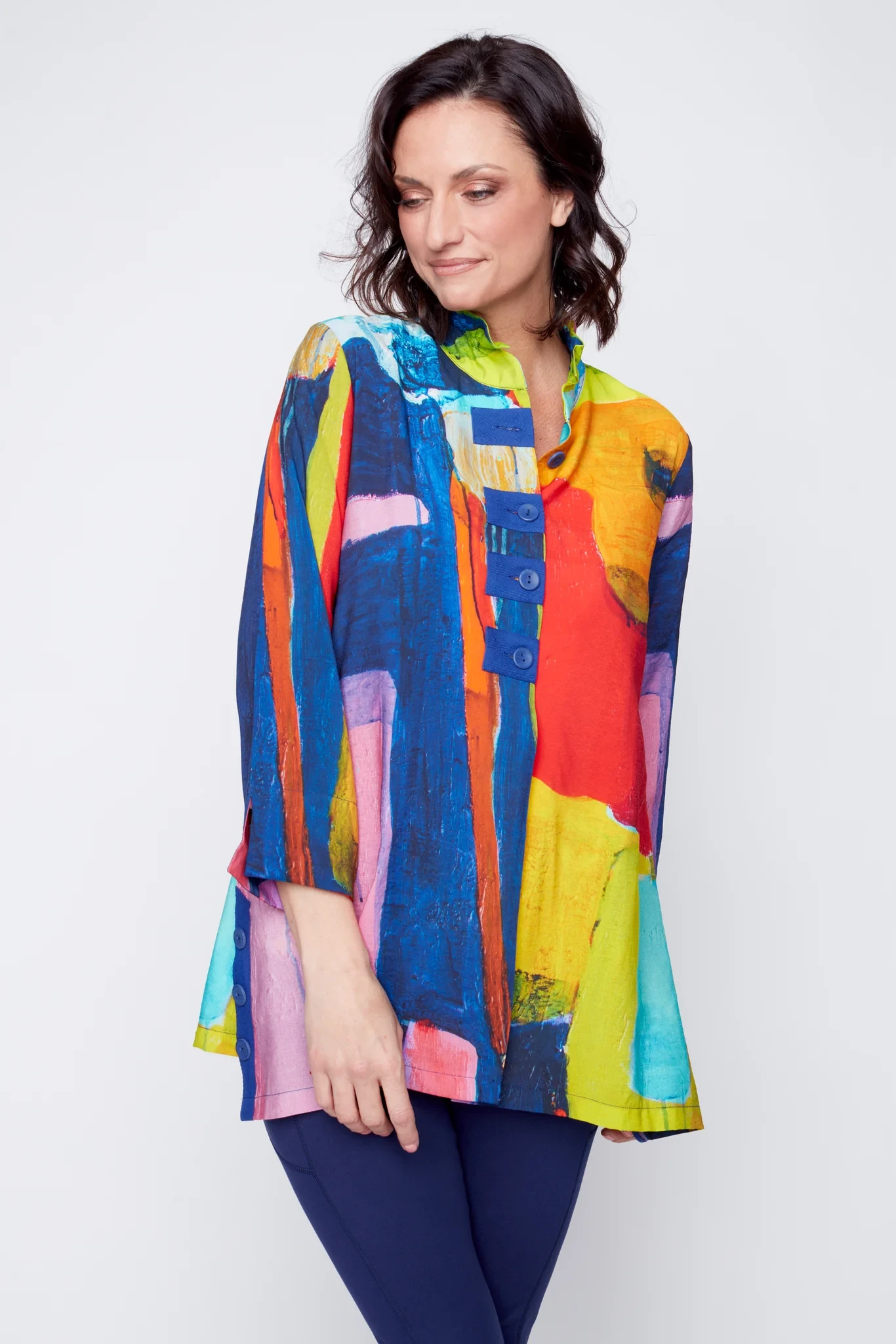 Claire Desjardins "Home Run" Ruched Collar Blouse 91297