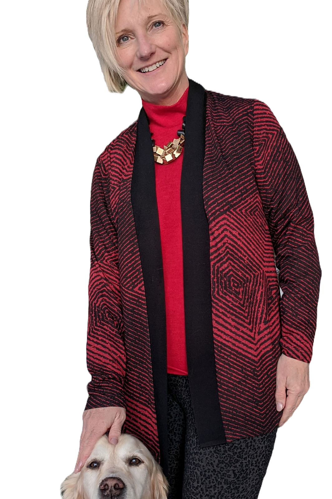 Red & Black Graphic Cardigan