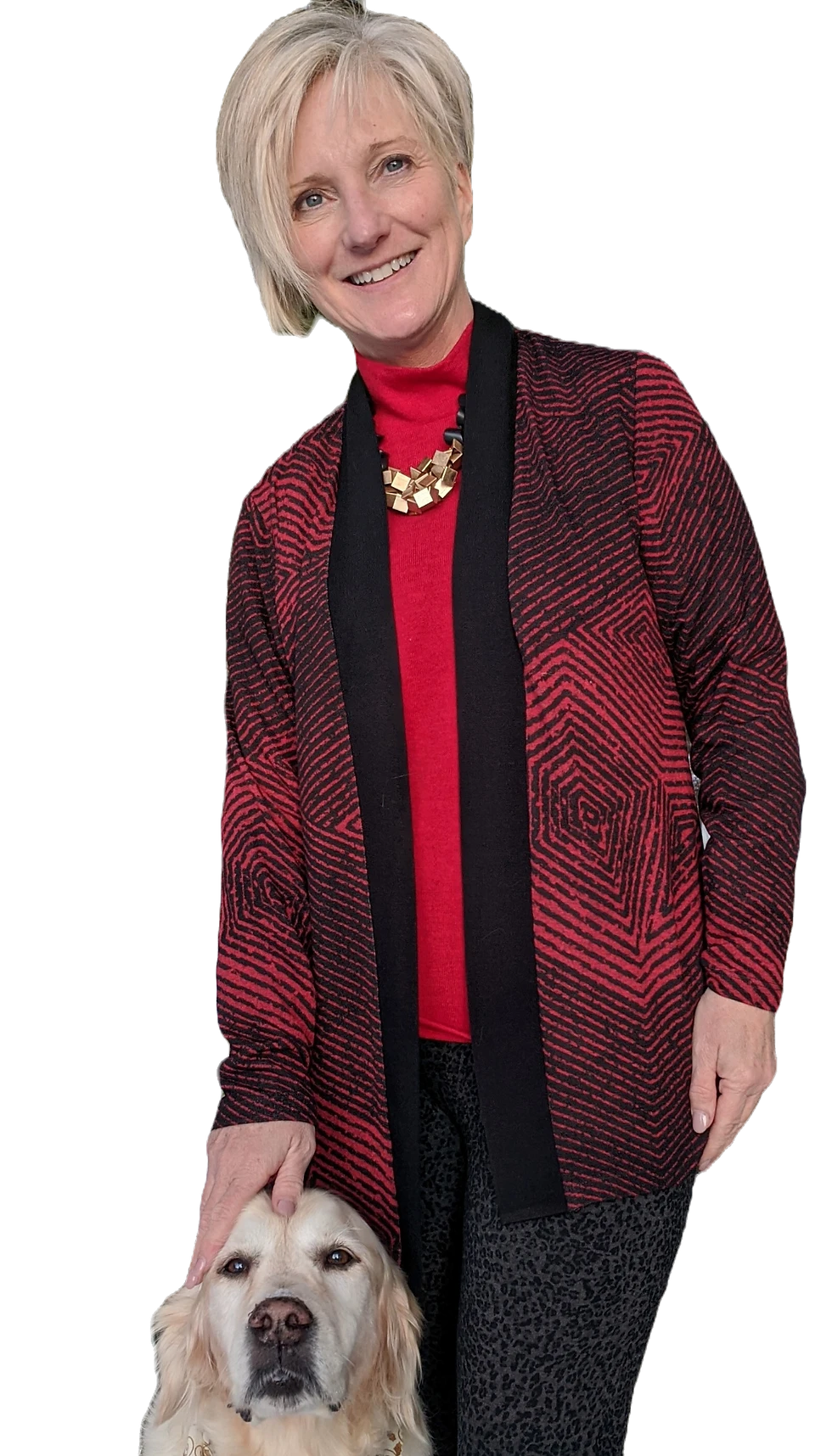Red & Black Graphic Cardigan