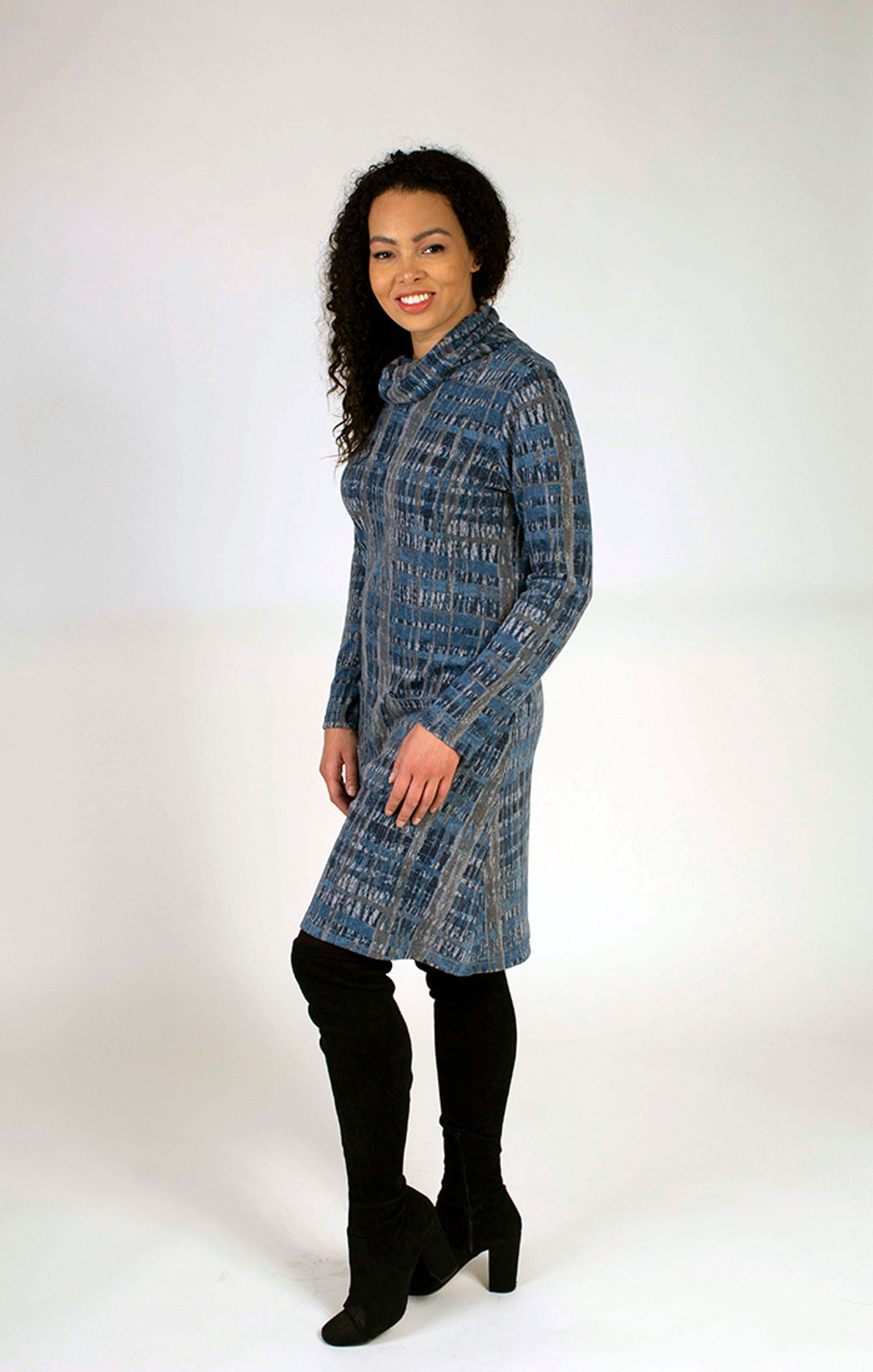 Fresh FX Blue & Grey Cowl Neck Dress 1FB642463C