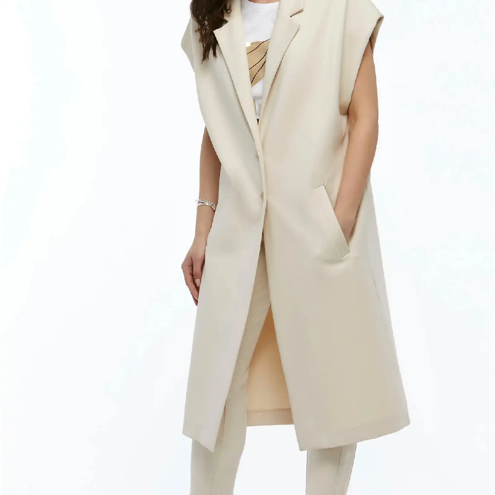 Thumbnail: Orly Beige Sleeveless Duster 60701