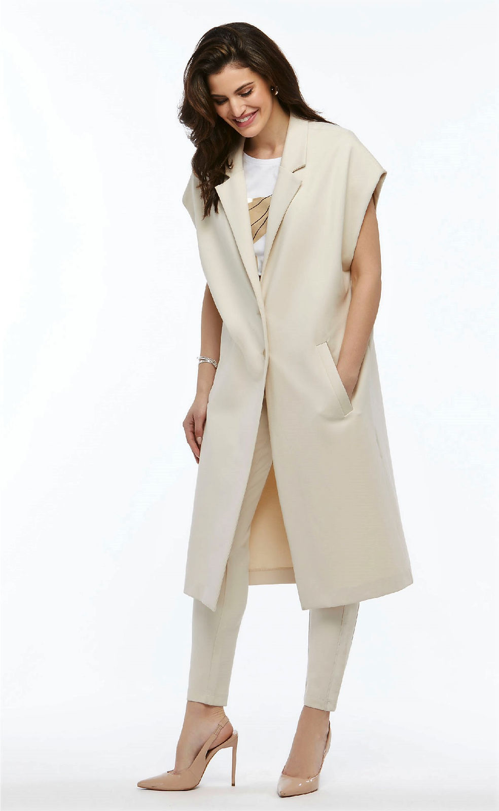Orly Beige Sleeveless Duster 60701