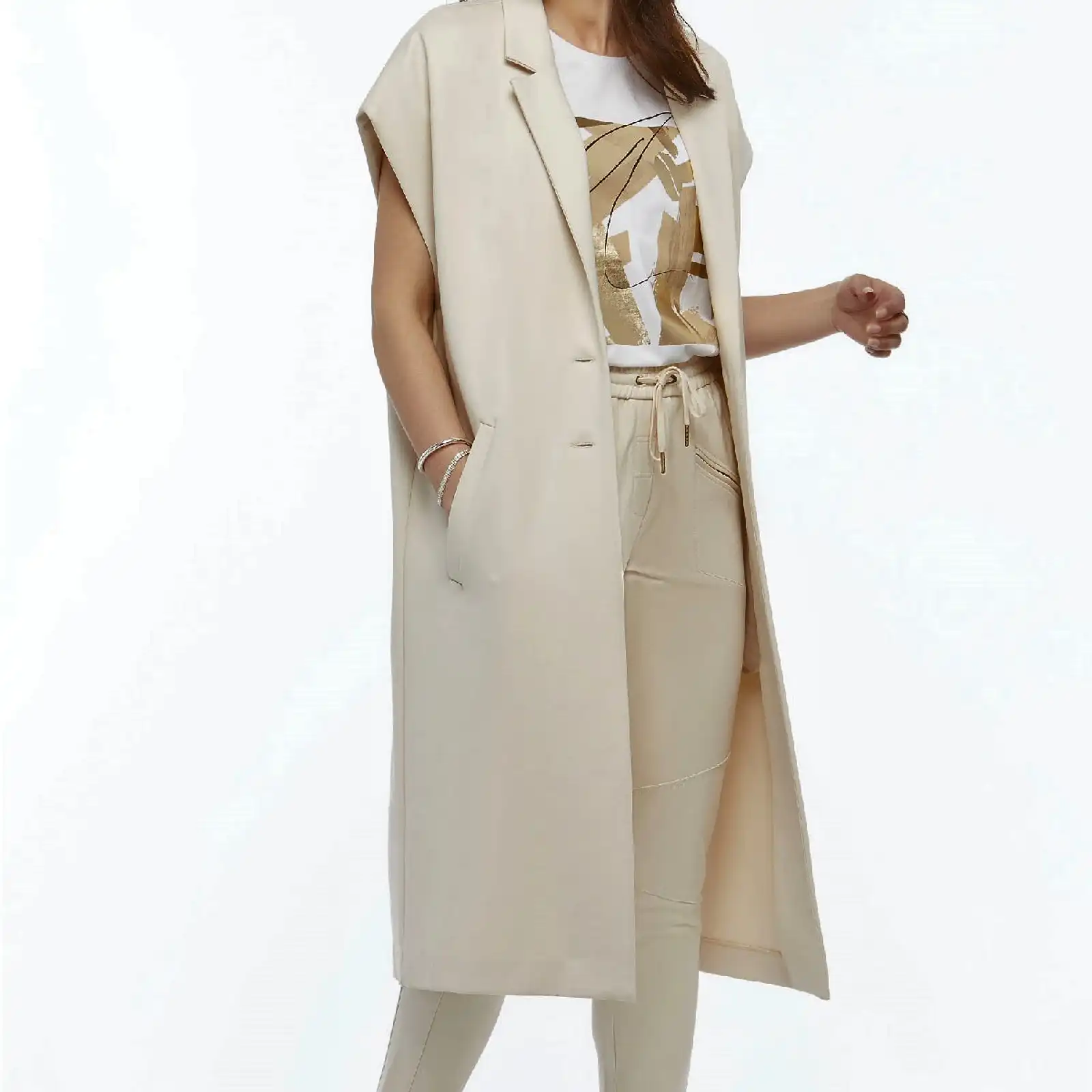 Thumbnail: Orly Beige Sleeveless Duster 60701
