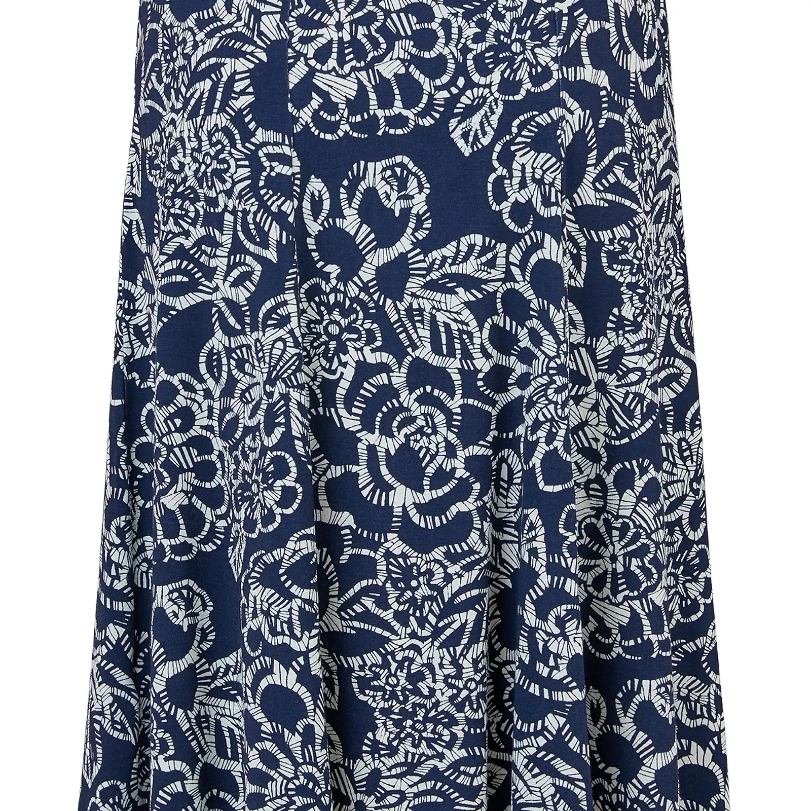 Thumbnail: Sunday Navy and White Batik Print Skirt  6579-6770-6710