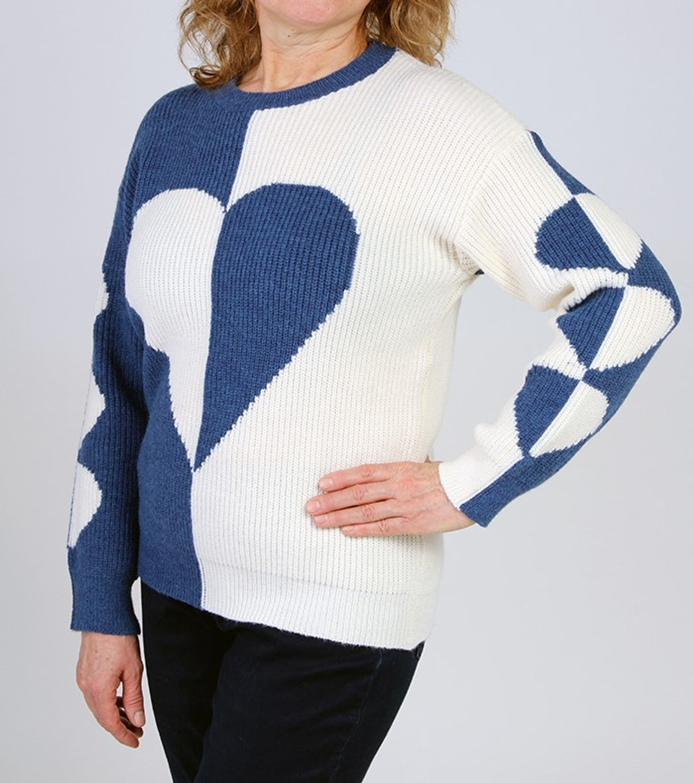 Fresh FX Blue and Ivory Heart Sweater 1FB663542C