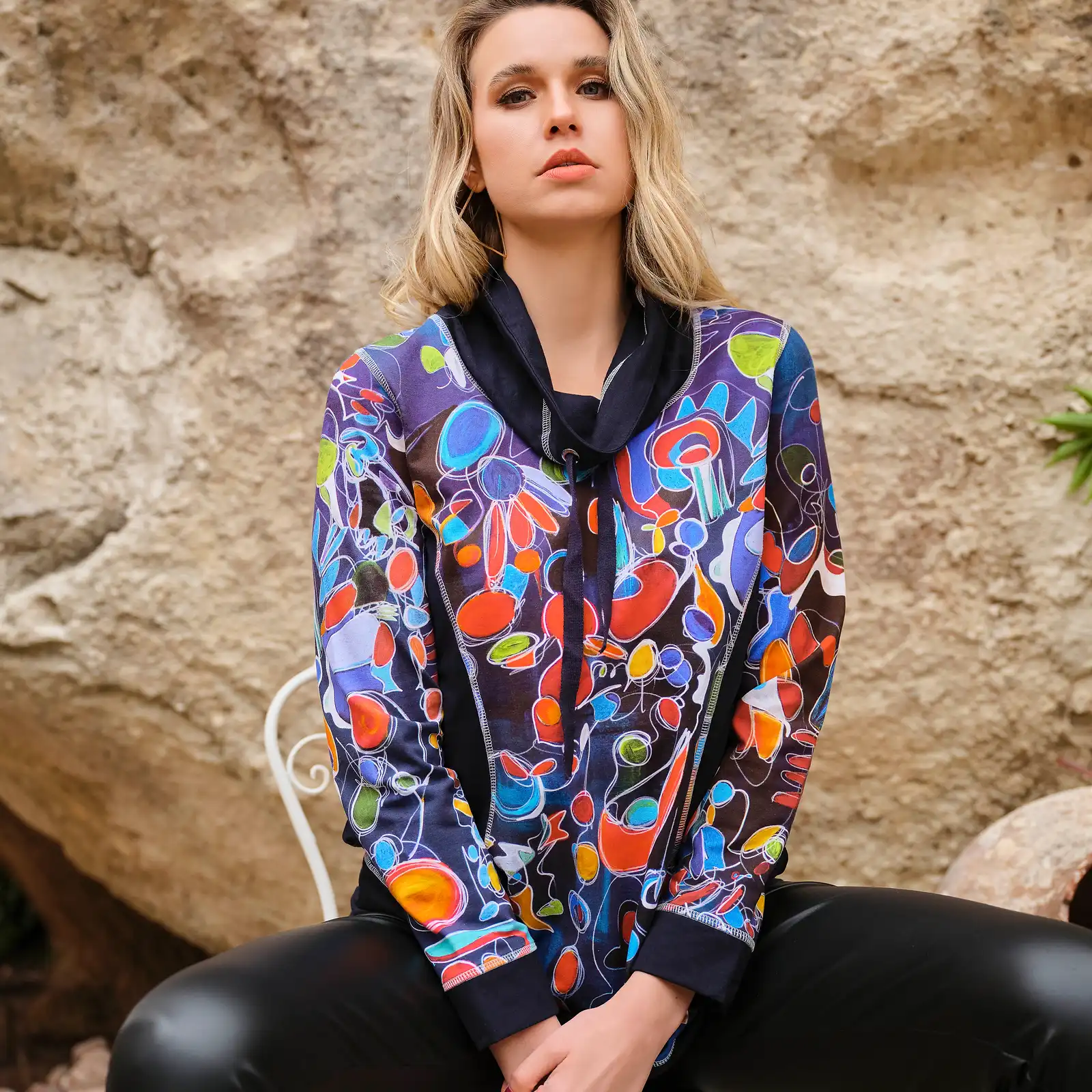 Thumbnail: Dolcezza "Provencal Market" Cowl Neck Tunic 73645