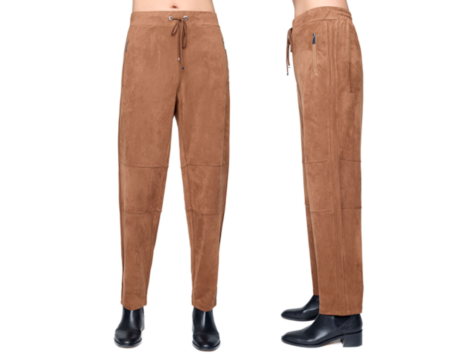 Carre Noir Caramel Faux Suede Pants 6526