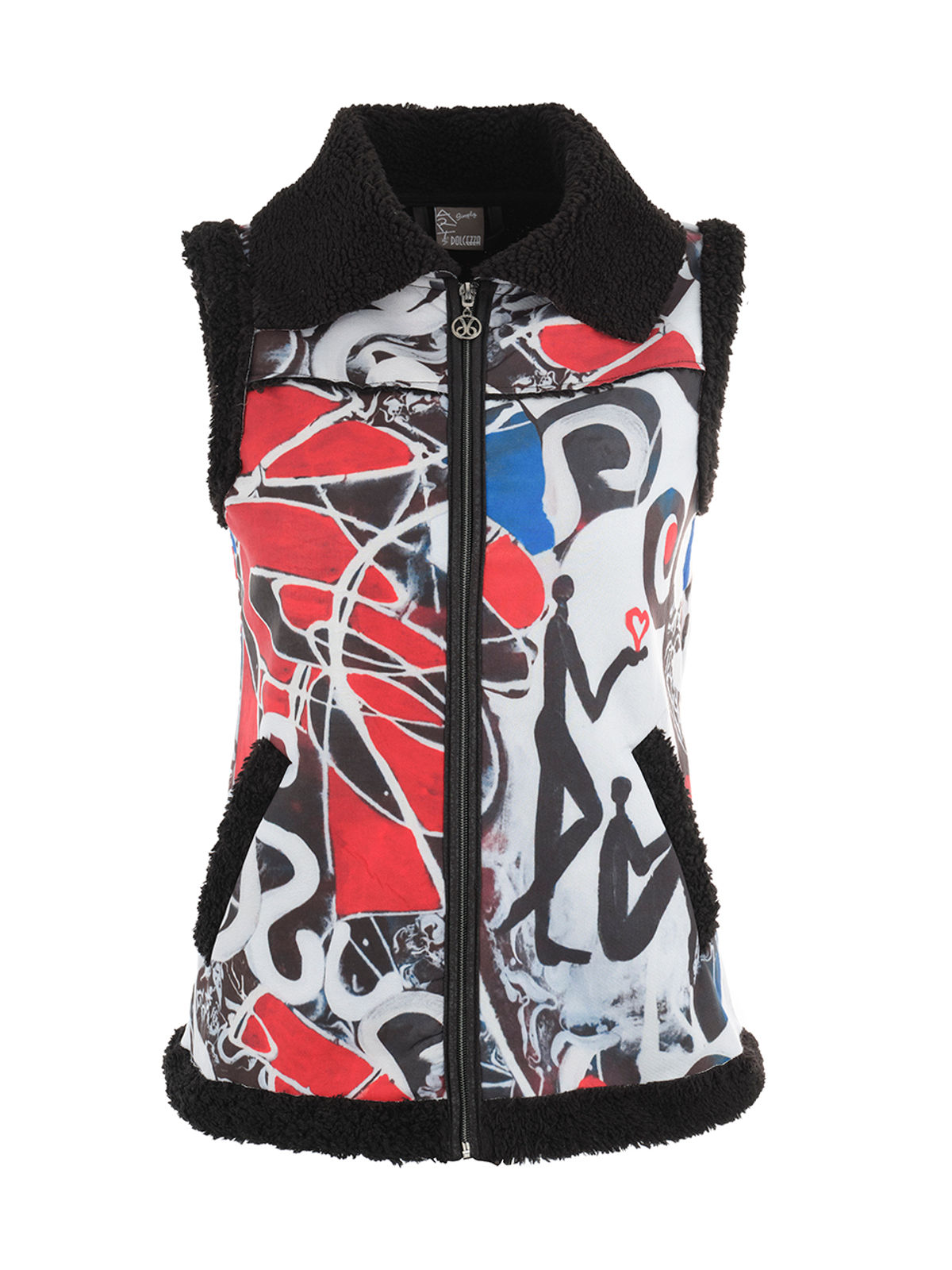 Dolcezza "Lovely Lovers" Printed Sherpa Vest 72855