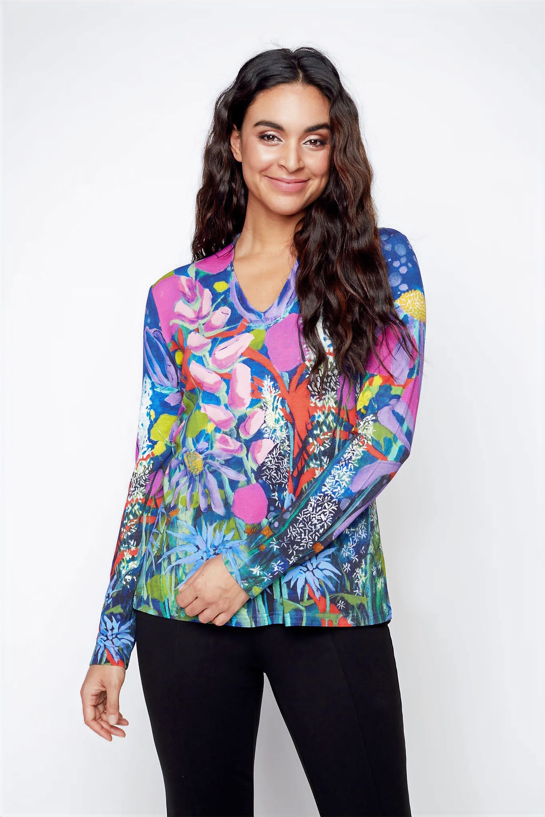 Claire Desjardins "Of Fragrance and Flowers" V-neck top 91253