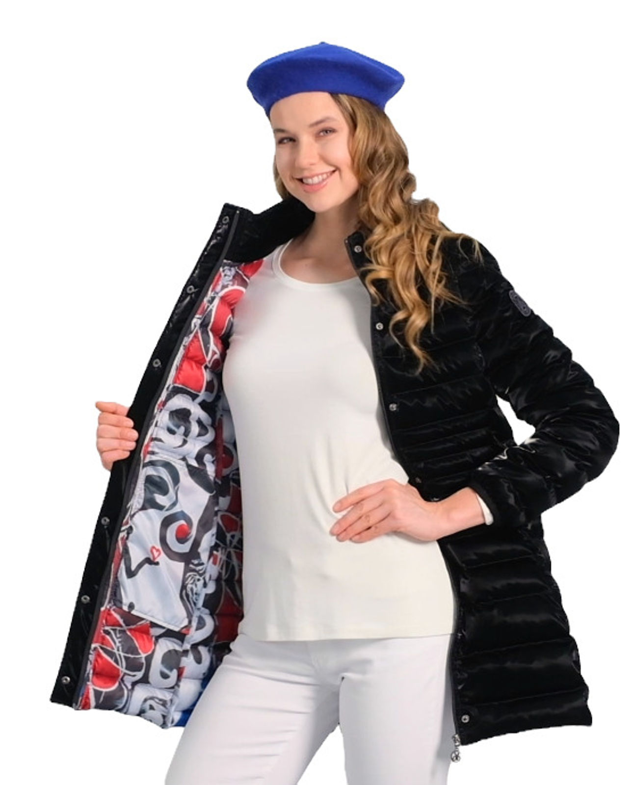 Dolcezza Shiny Black Puffer Coat 72804