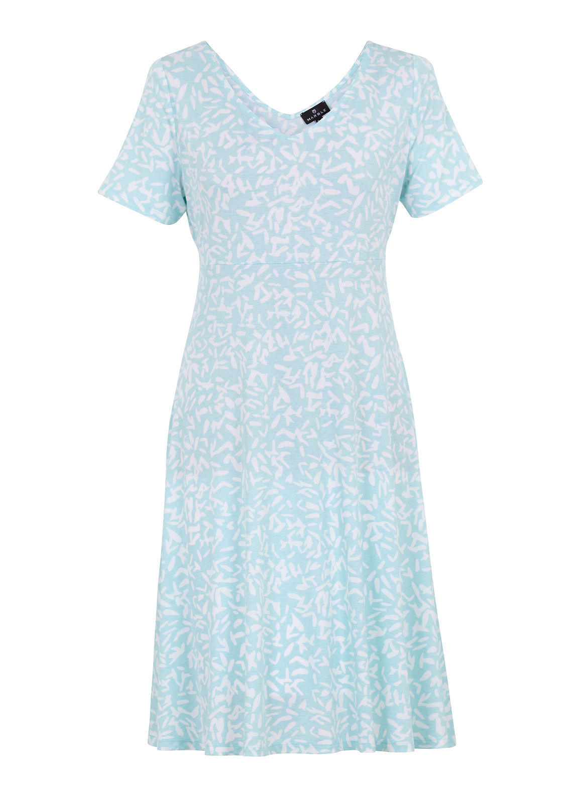 Marble Scotland  Pale Aqua and White Print Dress 6988-202