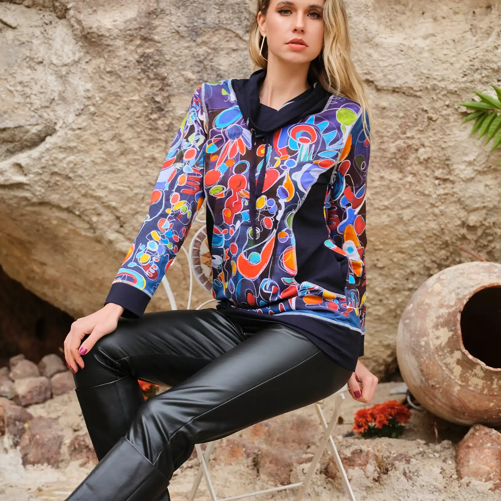 Thumbnail: Dolcezza "Provencal Market" Cowl Neck Tunic 73645