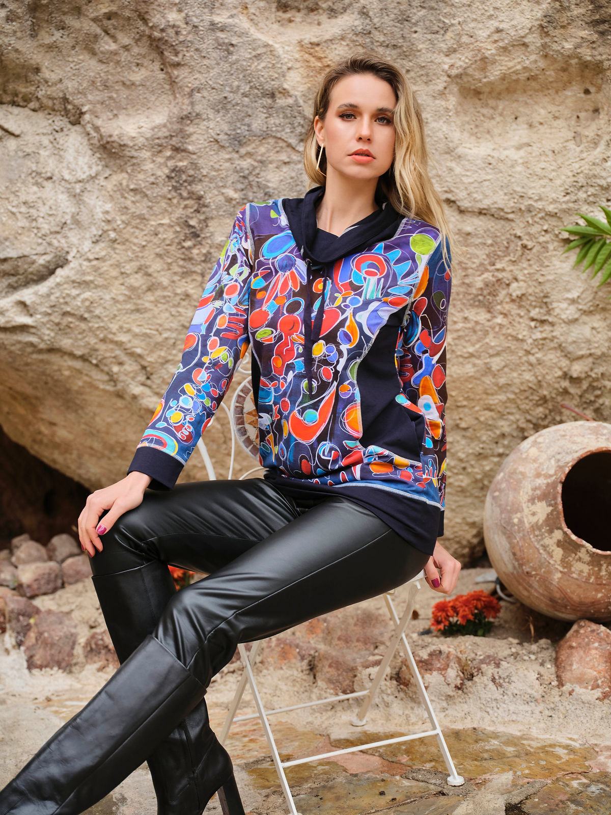 Dolcezza "Provencal Market" Cowl Neck Tunic 73645