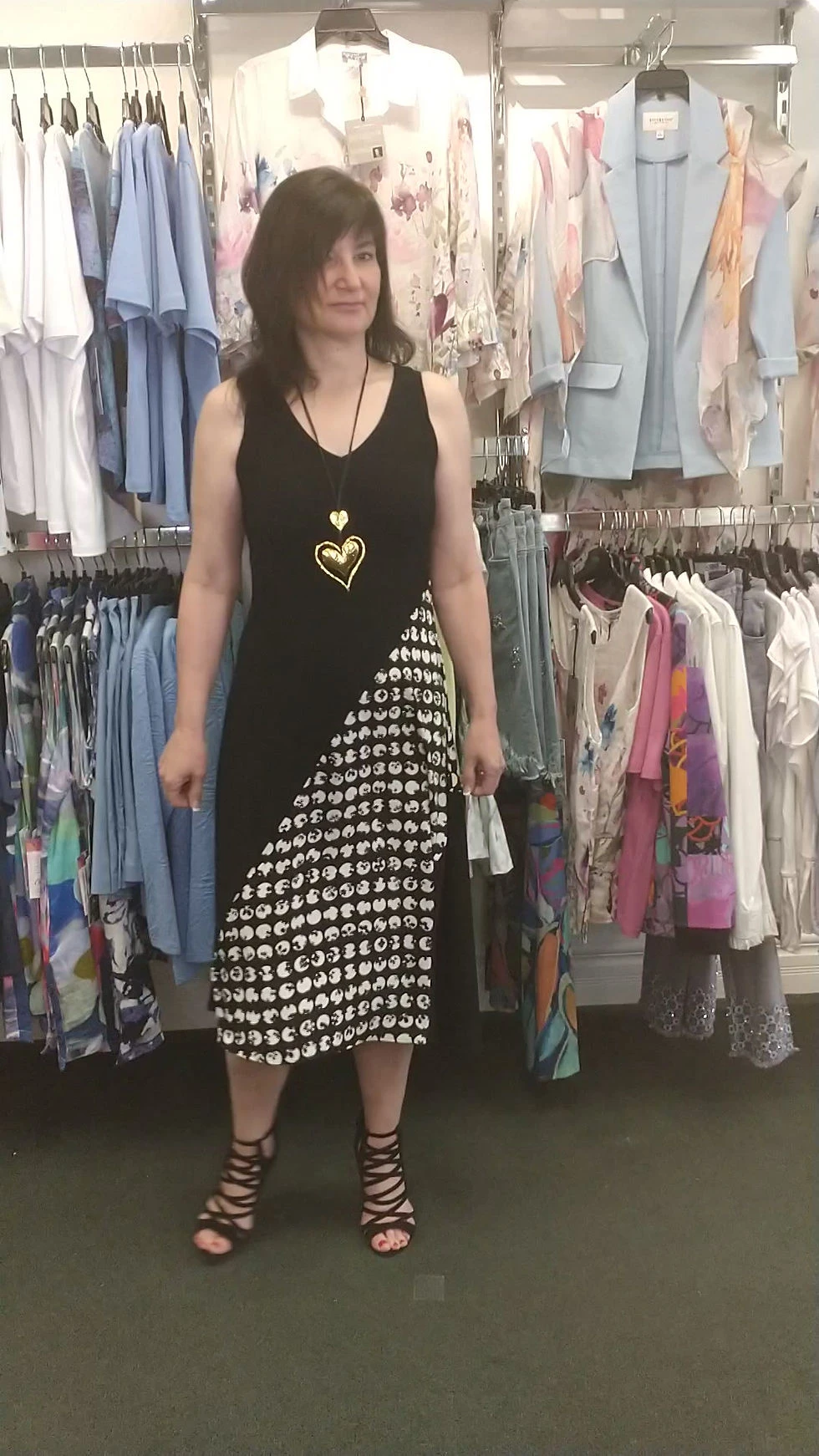 SCAPA Angled Inset Sleeveless Black Dress 5940
