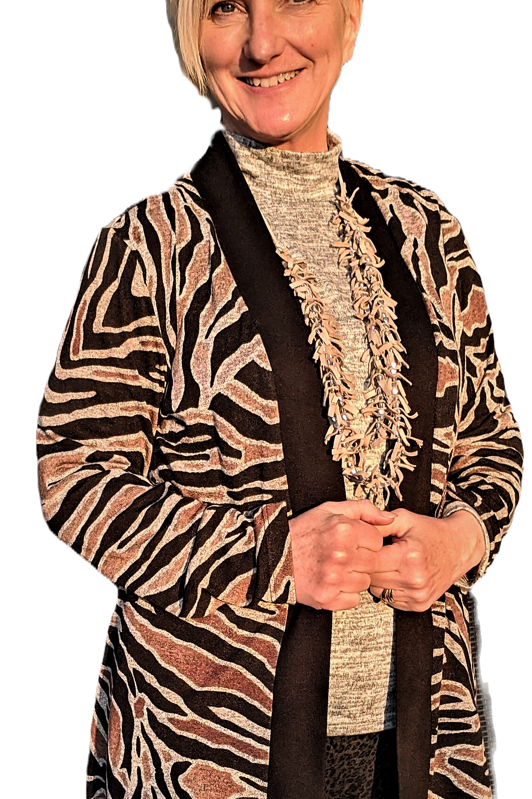 Tiger Print Banded cardigan